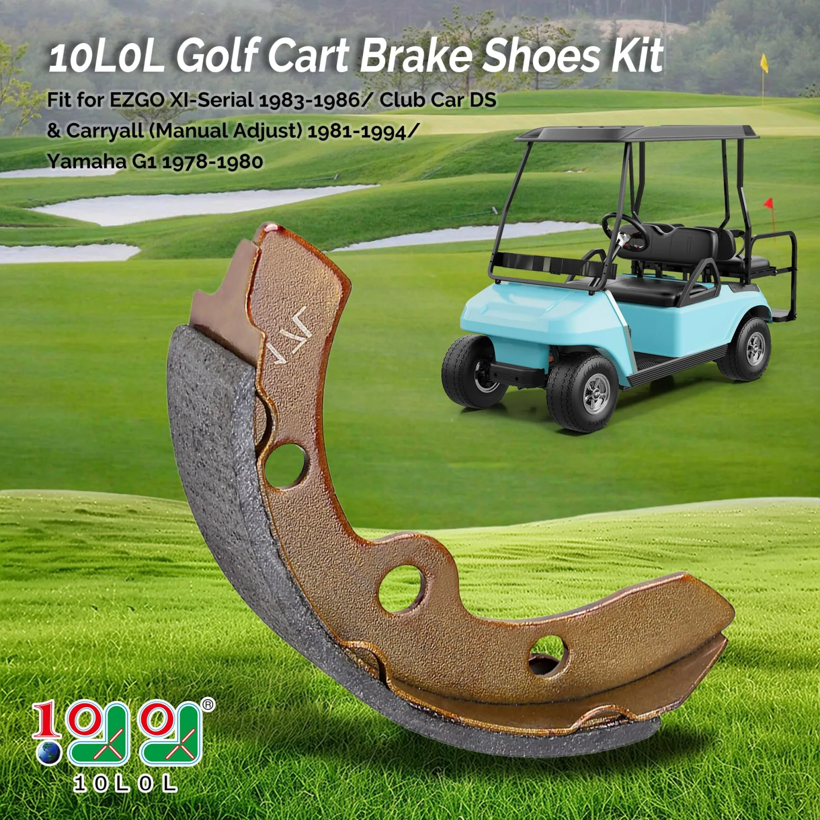 10L0L Golf Cart Brake Shoes Kit for EZGO, Club Car & Yamaha image 3