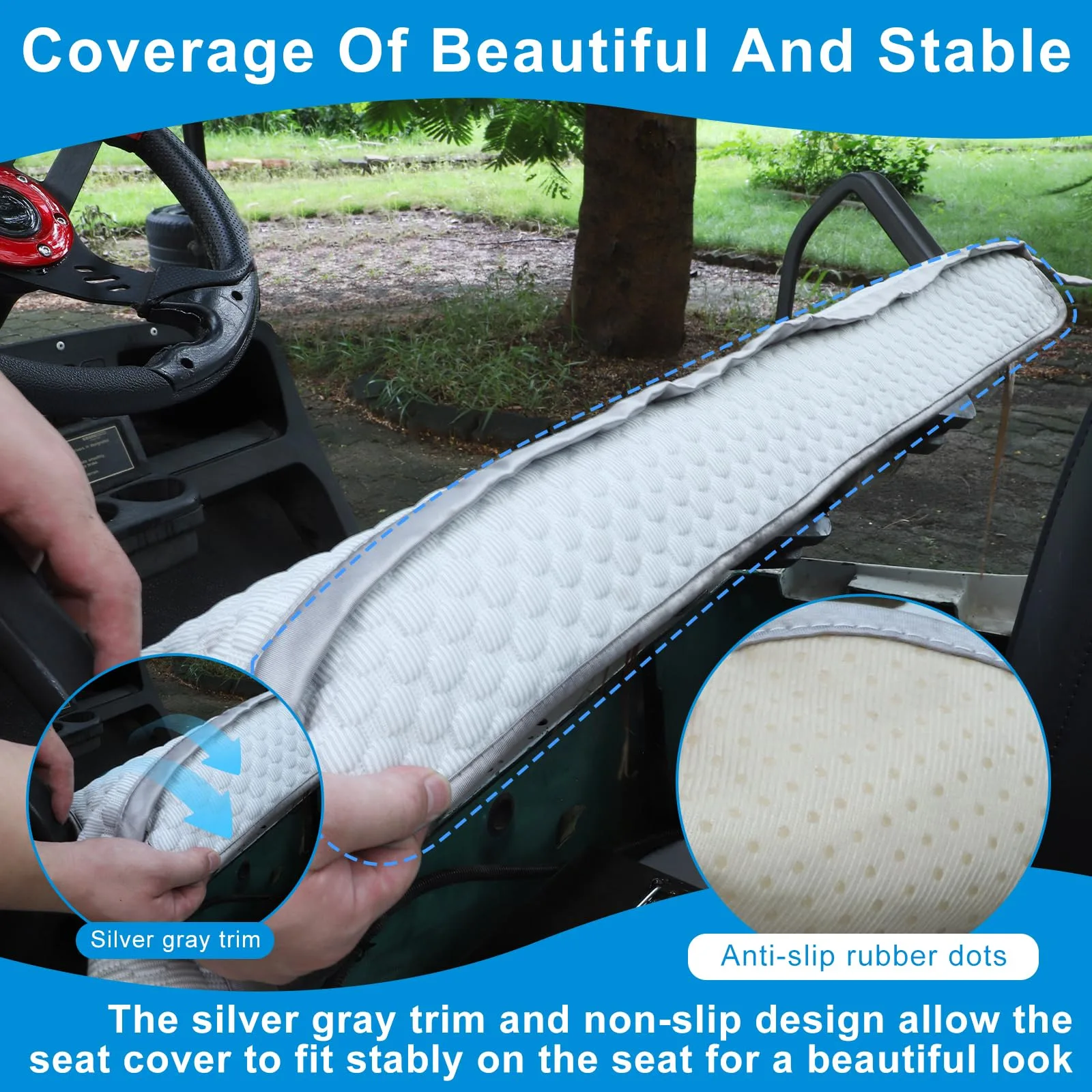 RIZINKART Golf Cart Front Seat Cover with Pockets image 4
