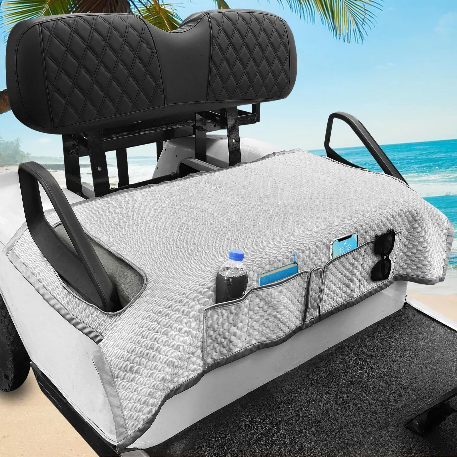 RIZINKART Golf Cart Front Seat Cover with Pockets