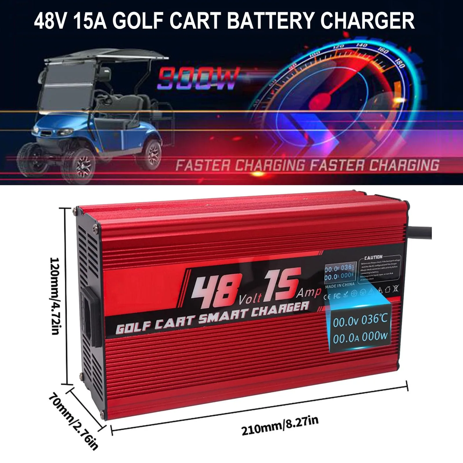 WJIANY 48V 15A Golf Cart Battery Charger with Display image 2