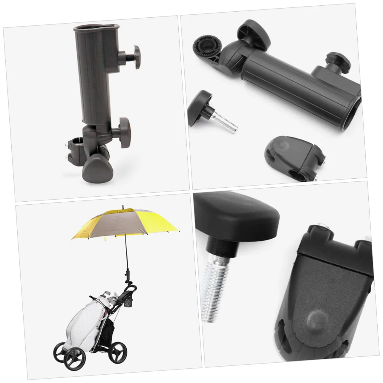 DECOMELODY Golf Cart Umbrella Holder with Double Screw Clamp, Black image 4