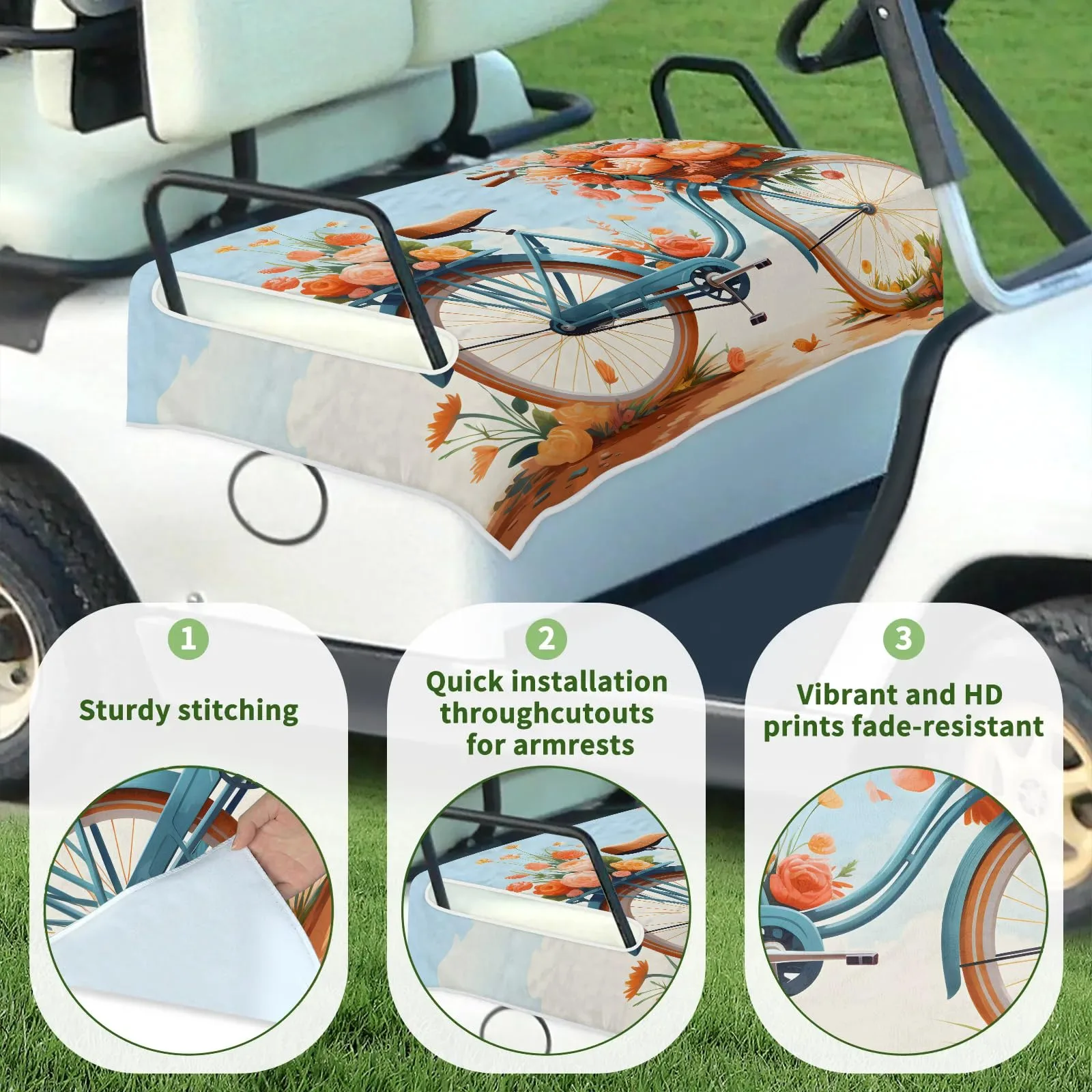 Tiveruda Golf Cart Seat Cover for Double Seats image 3