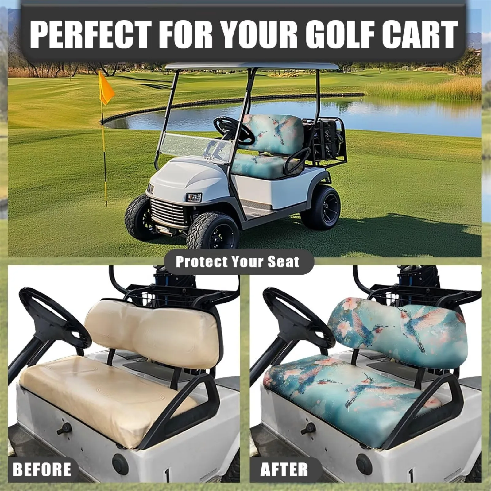 Whosucclay Hummingbird Golf Cart Seat Cover Set image 4