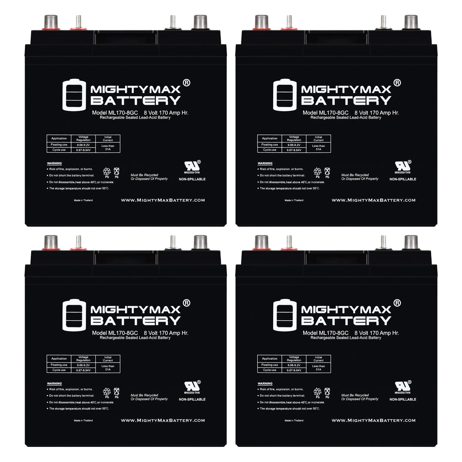 Mighty Max Battery ML170-8GCMP49 8V AGM Golf Cart Battery