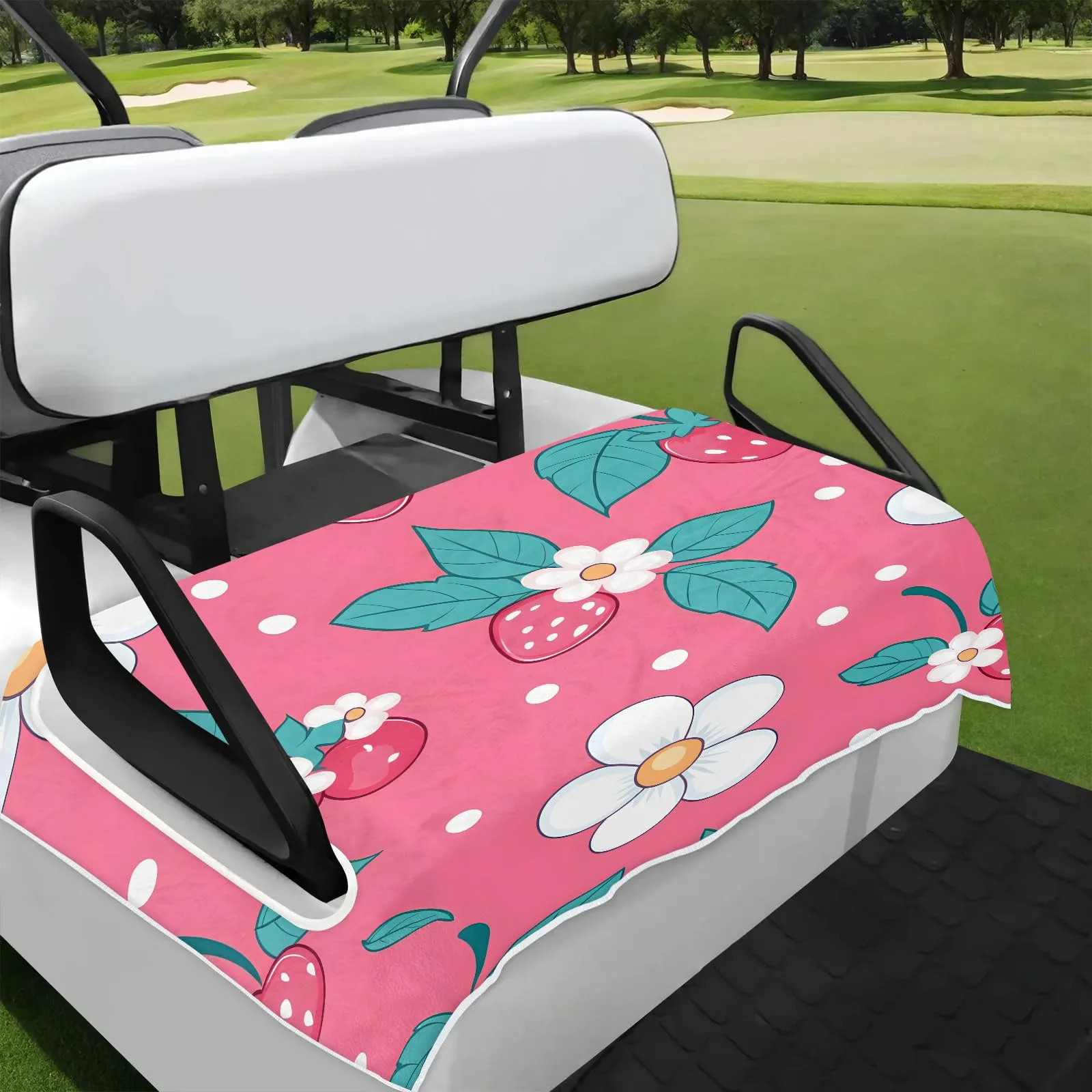 Tiveruda Pink Strawberry Golf Cart Seat Cover Blanket