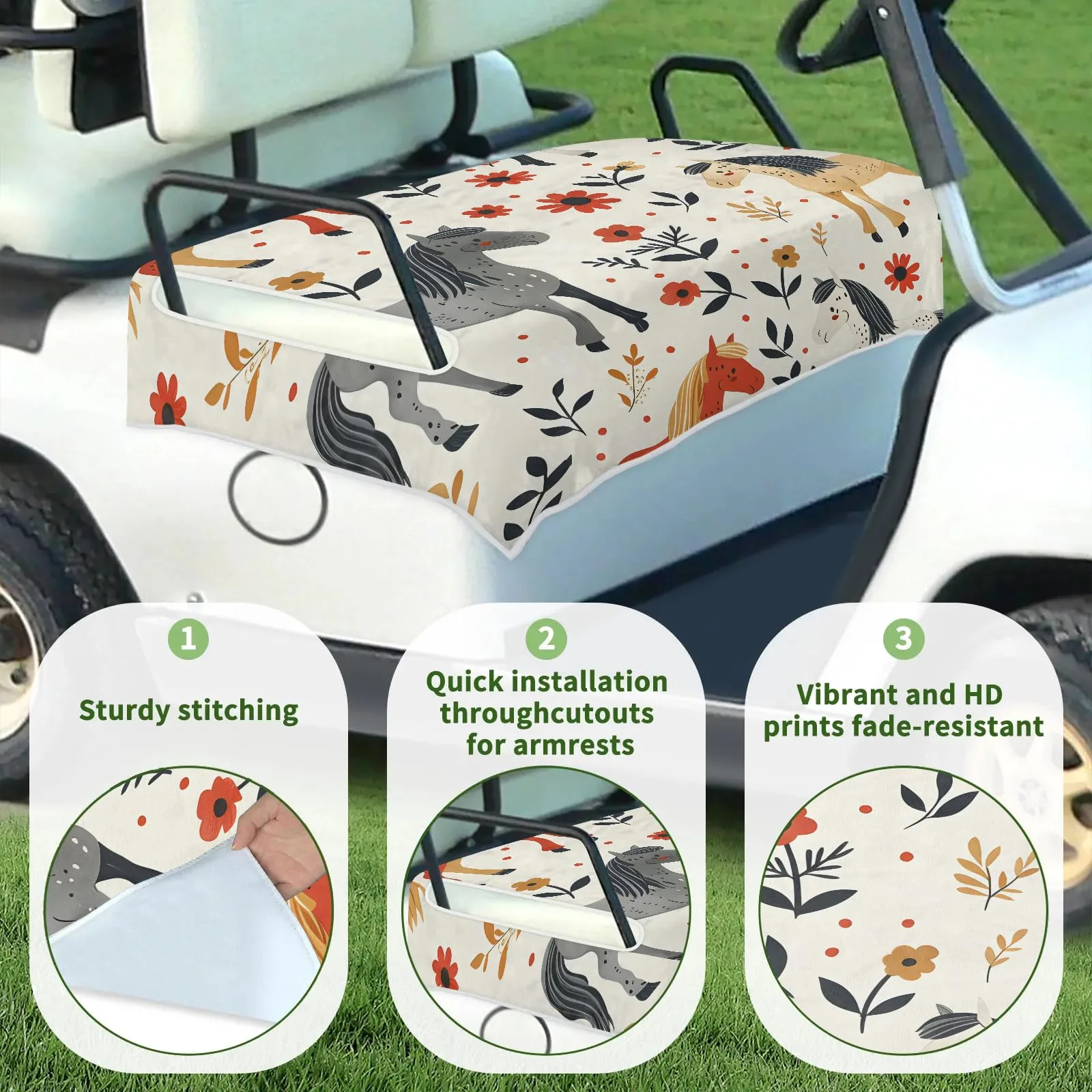 Tiveruda 51" x 31" Microfiber Universal Golf Cart 2-Person Seat Cover image 3