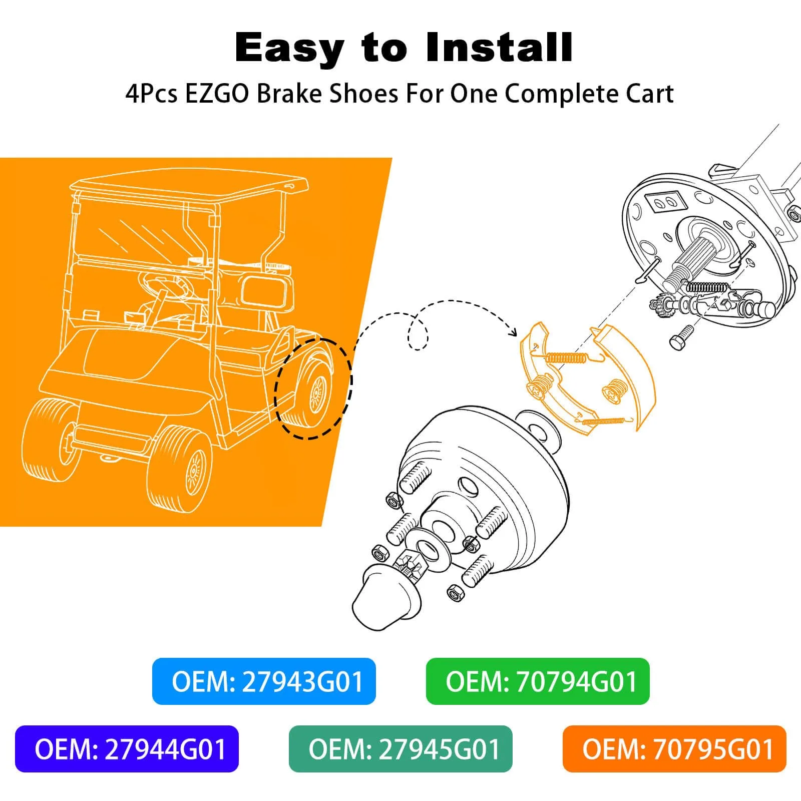 LEAPGOMAX Brake Shoe Kit for E-Z-GO TXT image 4
