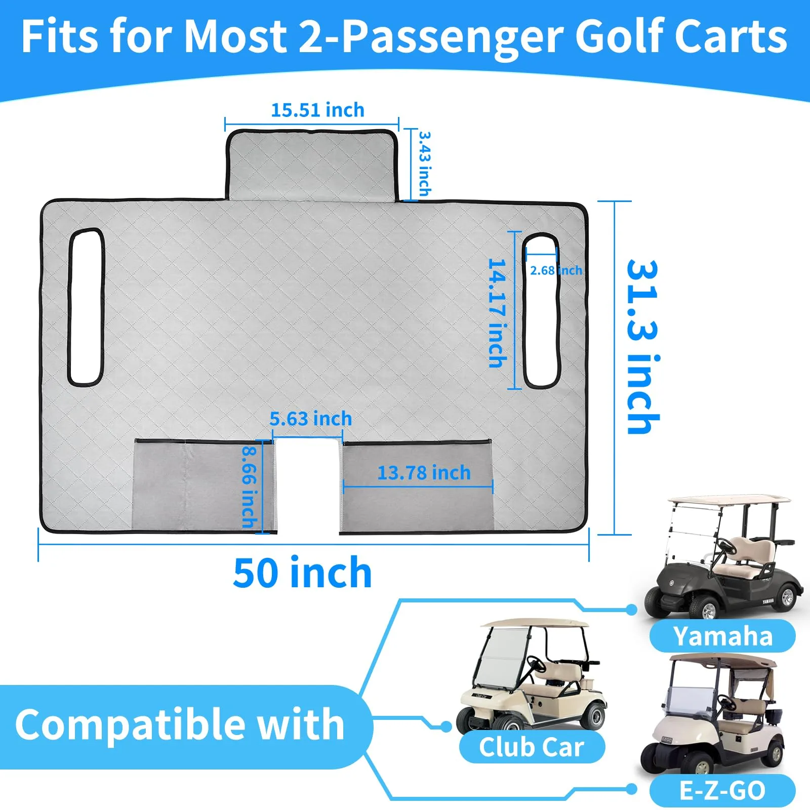 HEOHOU Golf Cart Front Seat Cover for Club Car, E-Z-GO & Yamaha image 3