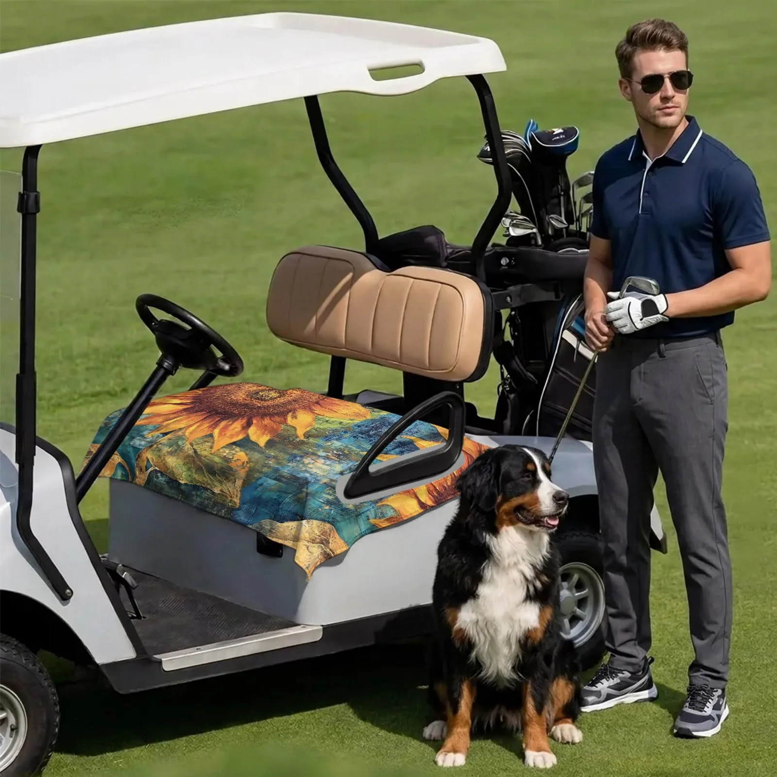 DecorLovee Sunflower Golf Cart Seat Cover 51 x 31 In. image 3
