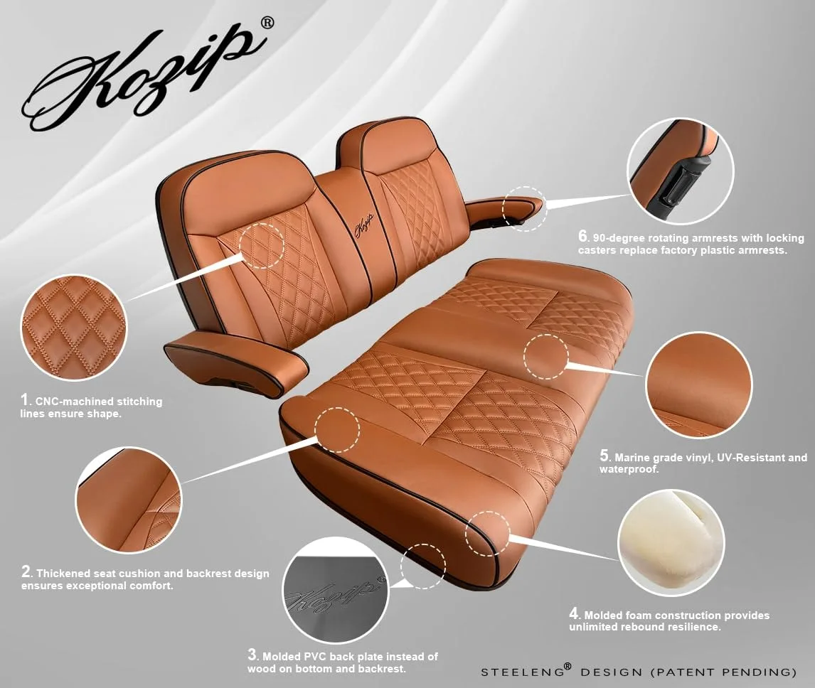 Generic Kozip Aeris Front Seat Cushion Set for E-Z-GO RXV/TXT — Brown image 3