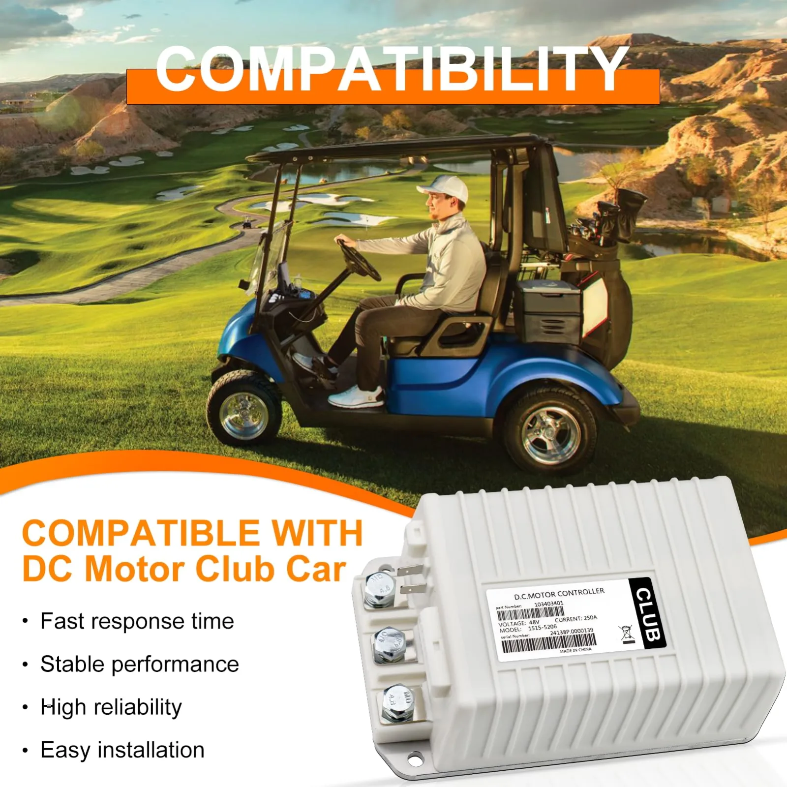 SUNKWAIS 48V 250A Golf Cart Motor Controller 1515-5206 image 4