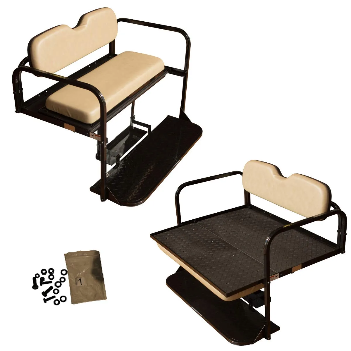 Performance Plus Carts Rear Flip Seat Kit for E-Z-GO TXT - Tan (18100,18101,18102)