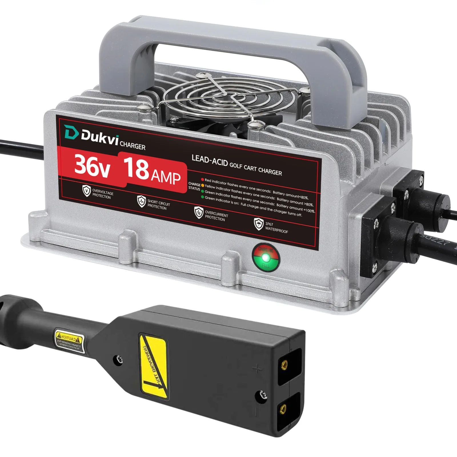 DUKVI 36V 18A Charger for E-Z-GO TXT D-Style Plug