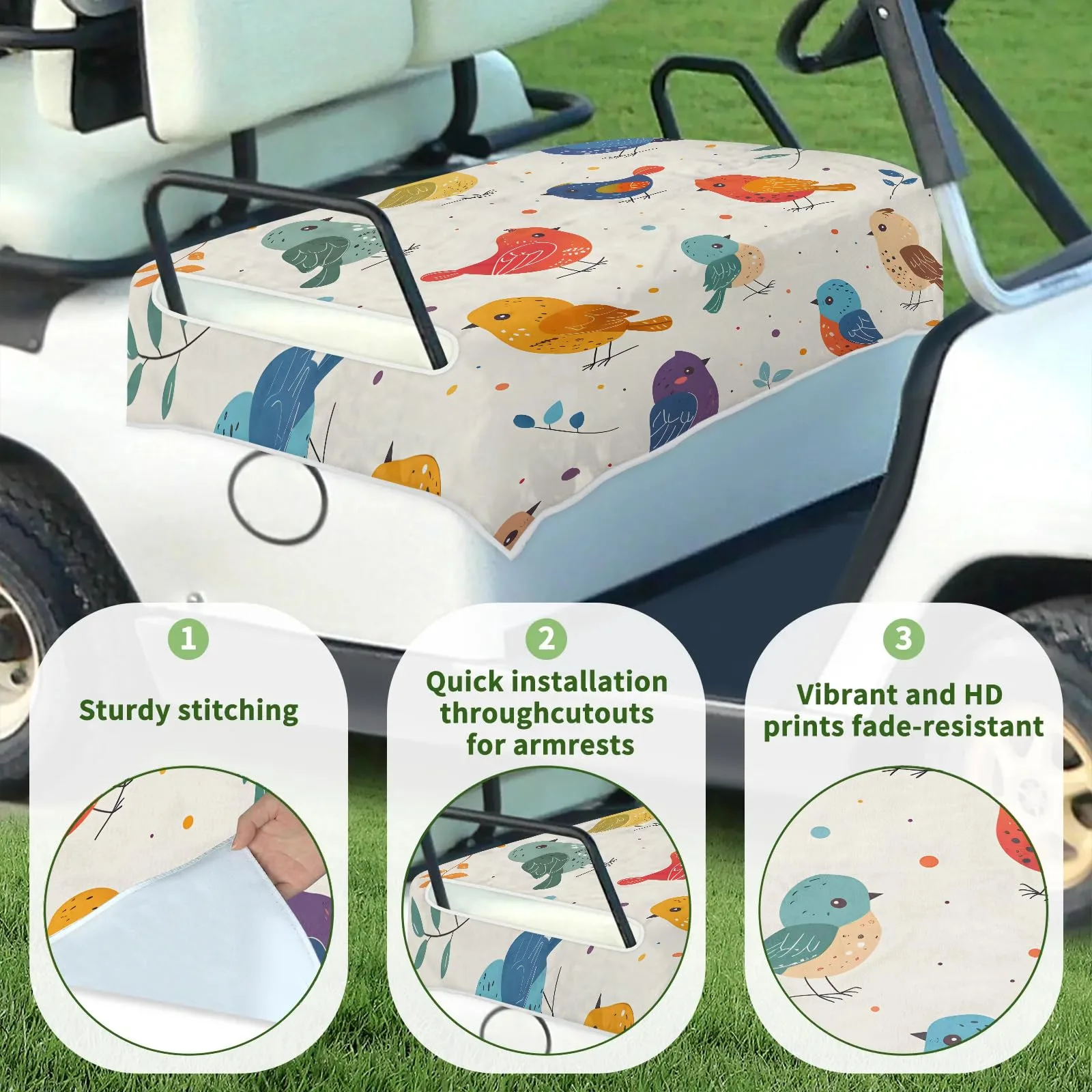 Tiveruda 51" x 31" Polyester Golf Cart 2-Person Seat Cover image 3