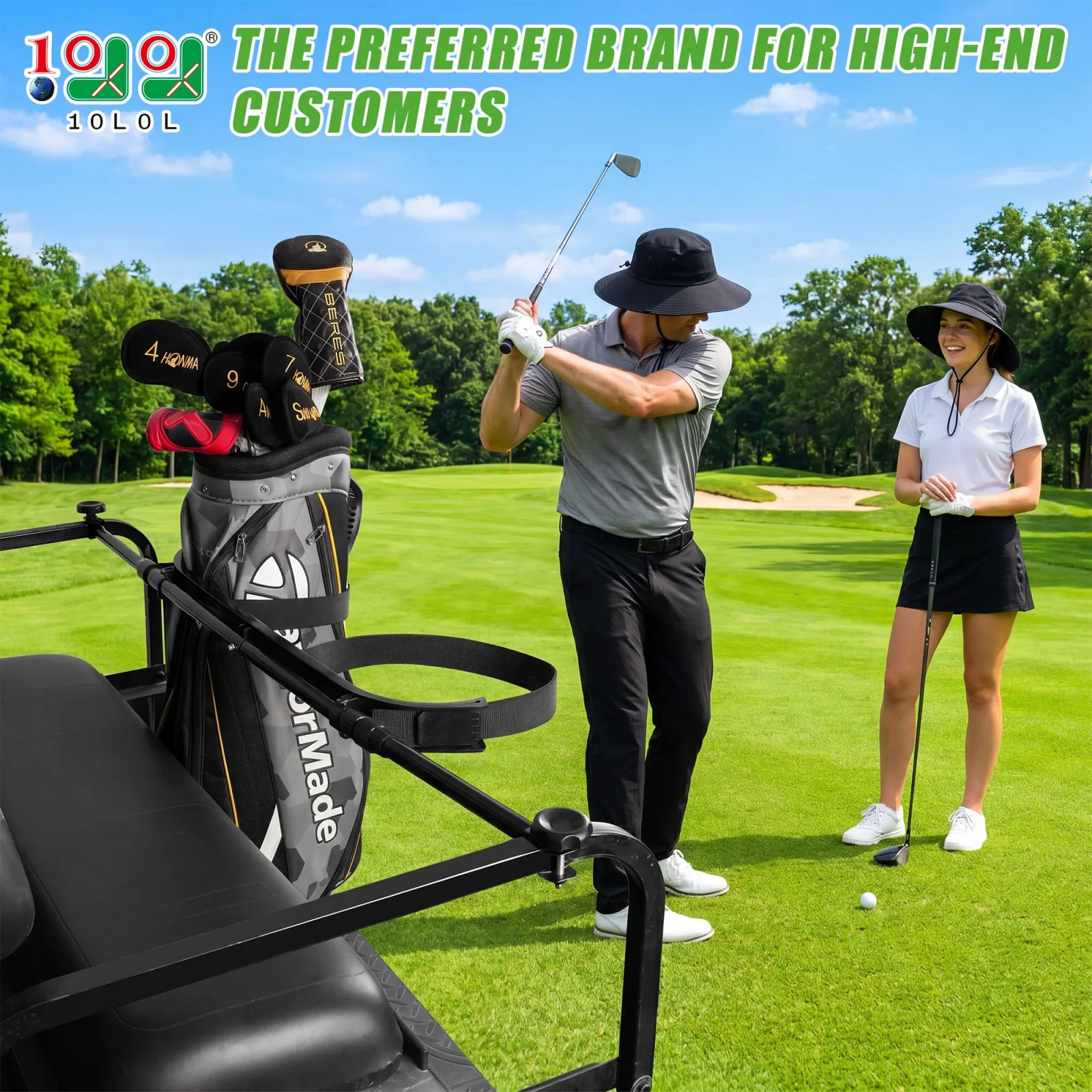 10L0L Universal Golf Cart Bag Holder for 2+2 Carts image 2