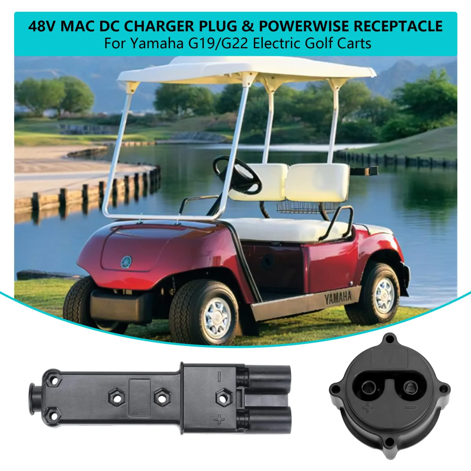 10L0L 48V Charger Plug & Powerwise Receptacle Kit for Yamaha G19/G22 image 2