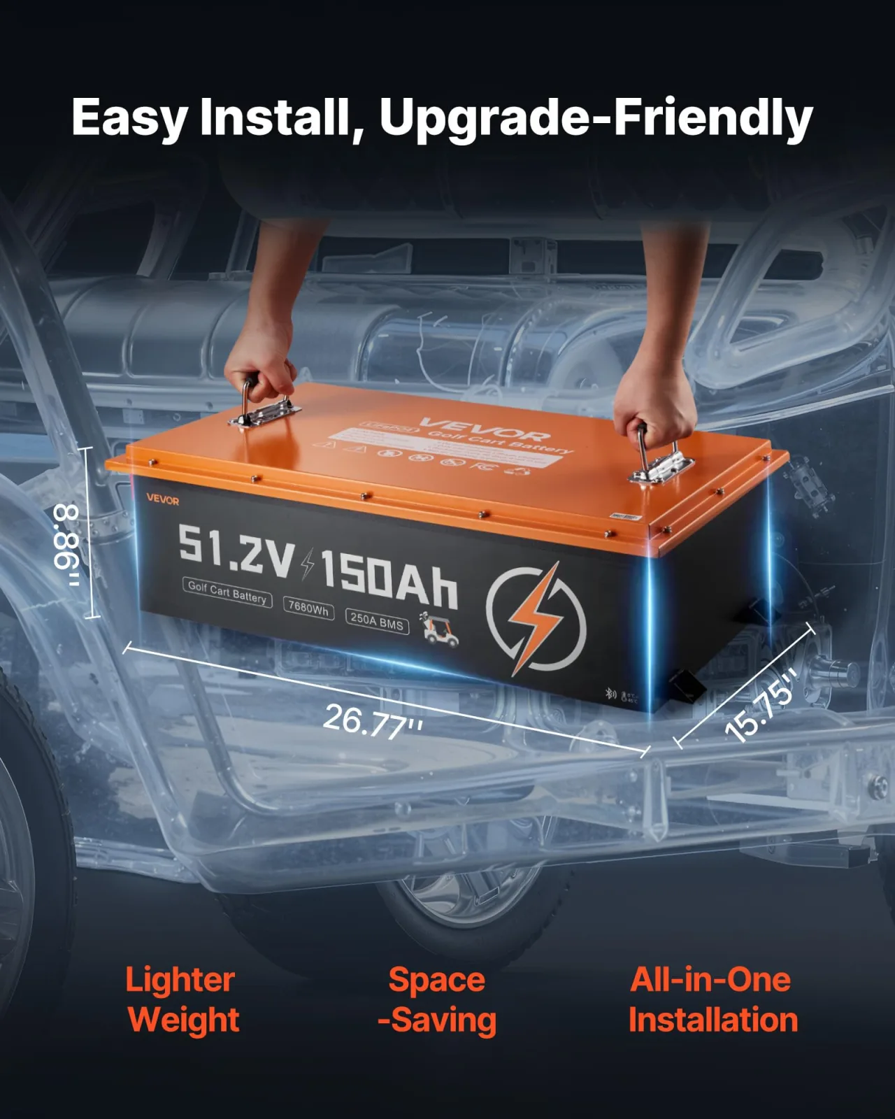 VEVOR 51.2V 150Ah LiFePO4 Golf Cart Battery Kit image 4