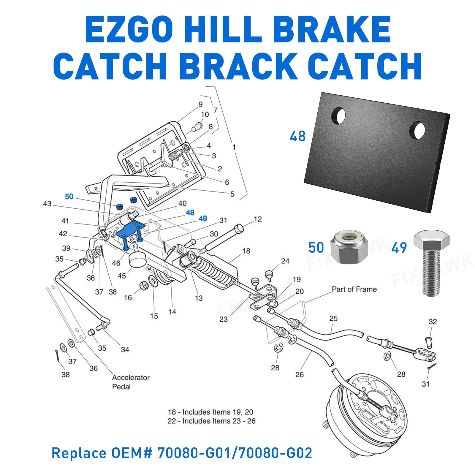 FIXHAWK E-Z-GO Hill Brake Catch Bracket FK-EZ-0012 image 4
