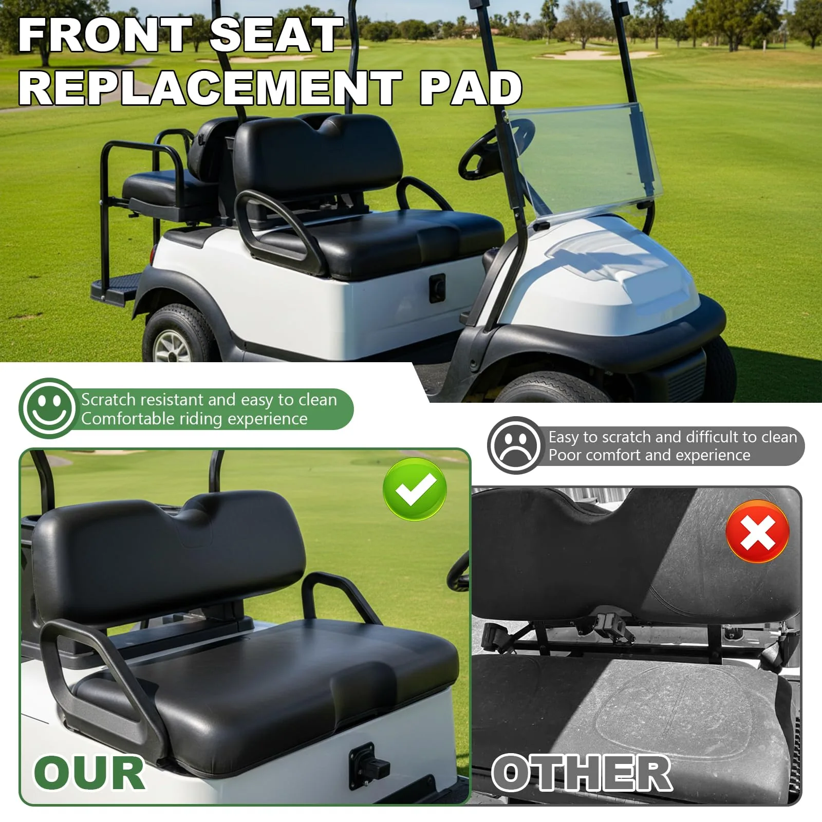 E-Z-GO RXV Front Seat Cushion and Backrest Assembly image 3