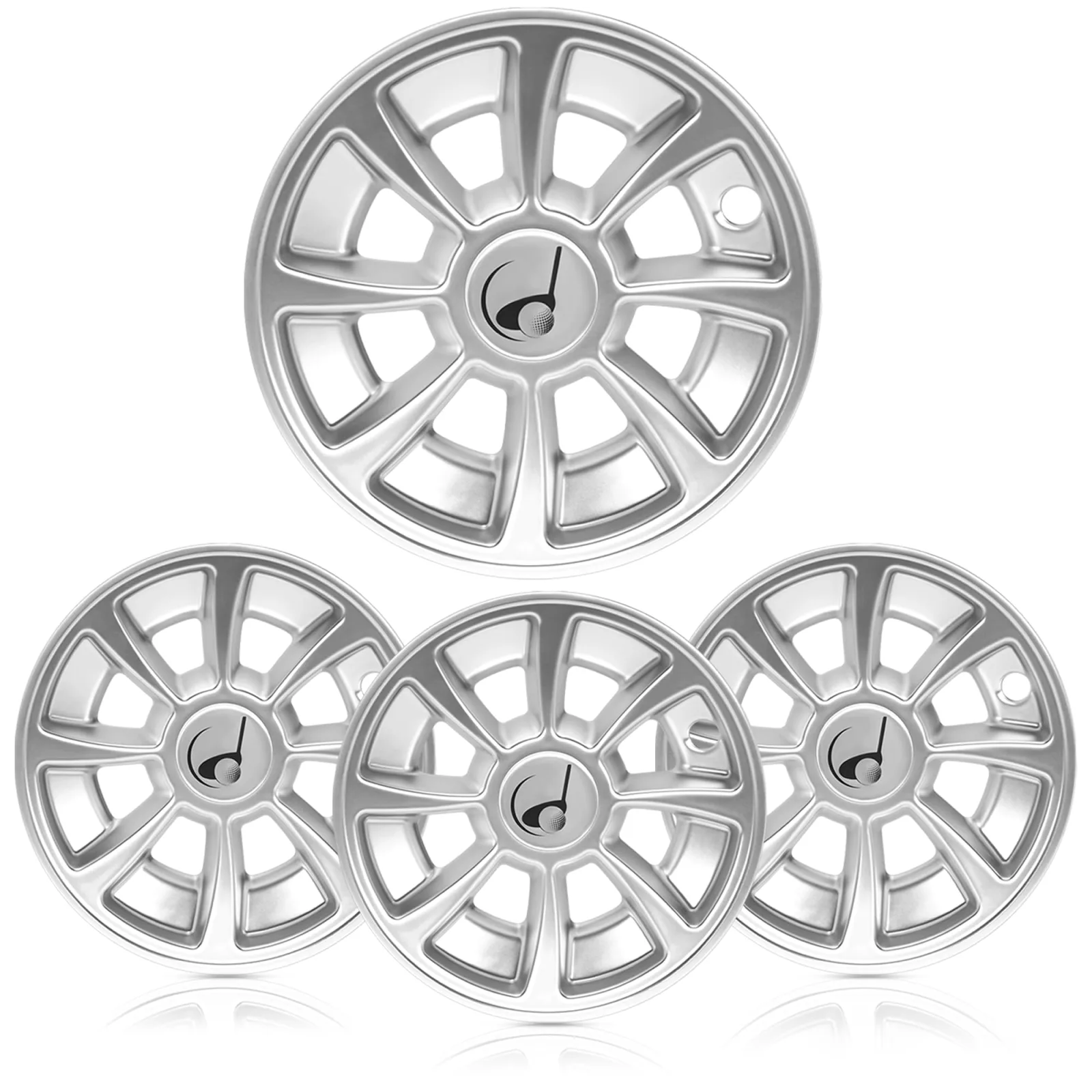 WEIMELL Chrome Golf Cart Hub Caps for 8-Inch Wheels