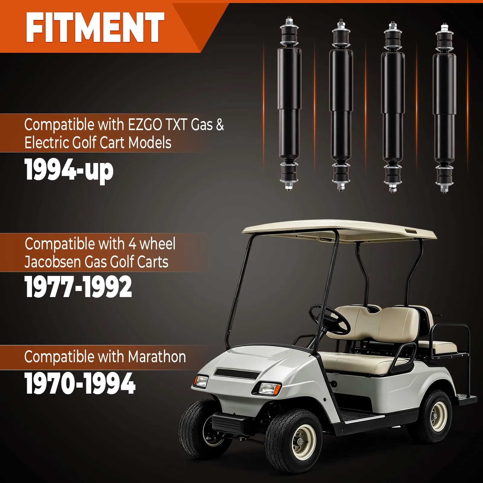 Abliseoum Front & Rear Shocks for E-Z-GO TXT image 2