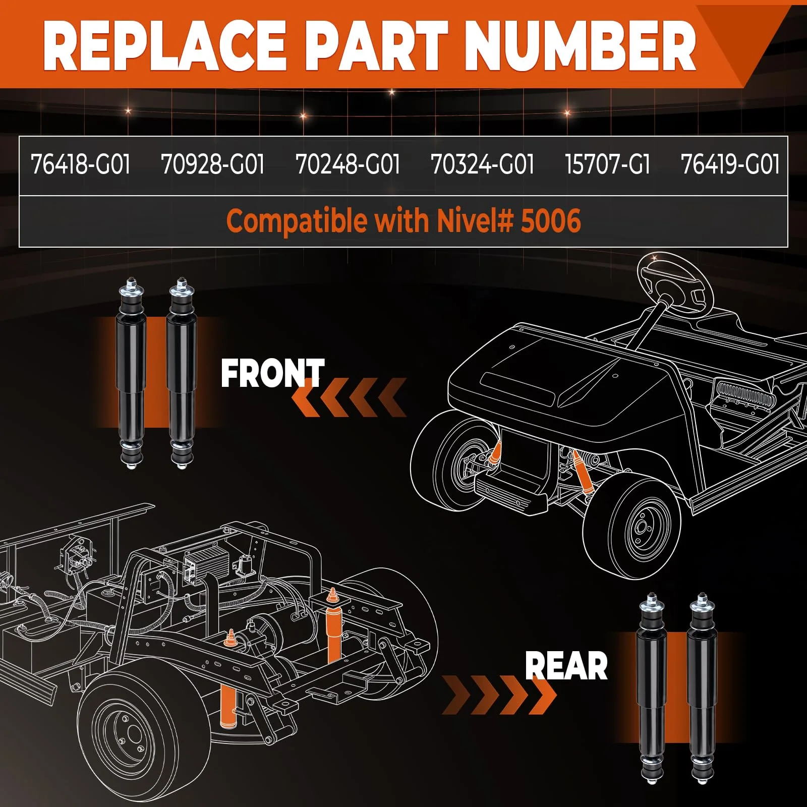 Abliseoum Front & Rear Shocks for E-Z-GO TXT image 3