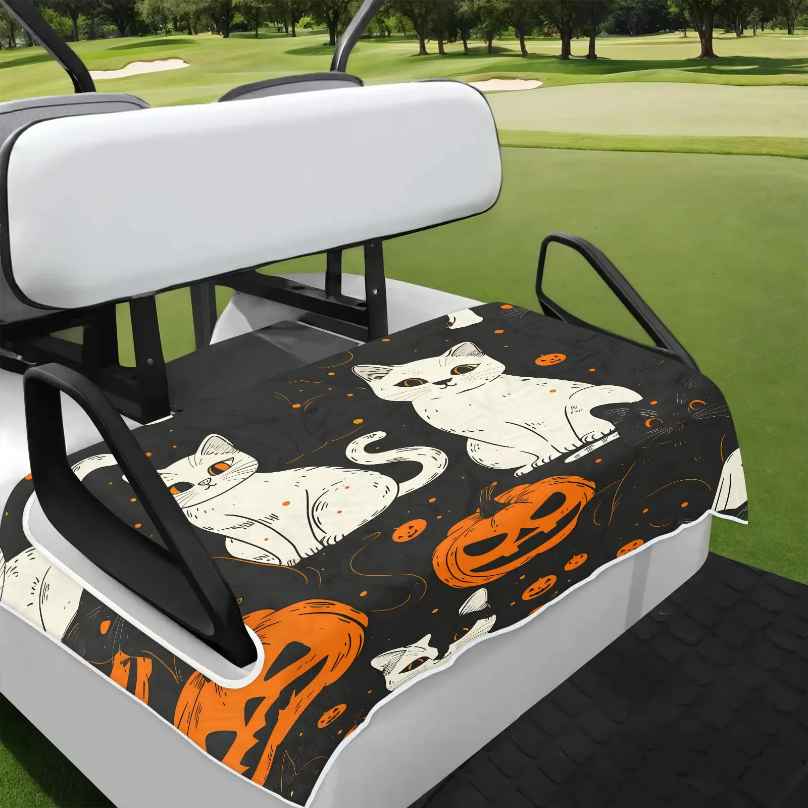Tiveruda Halloween Kitten Pumpkin Golf Cart Seat Cover