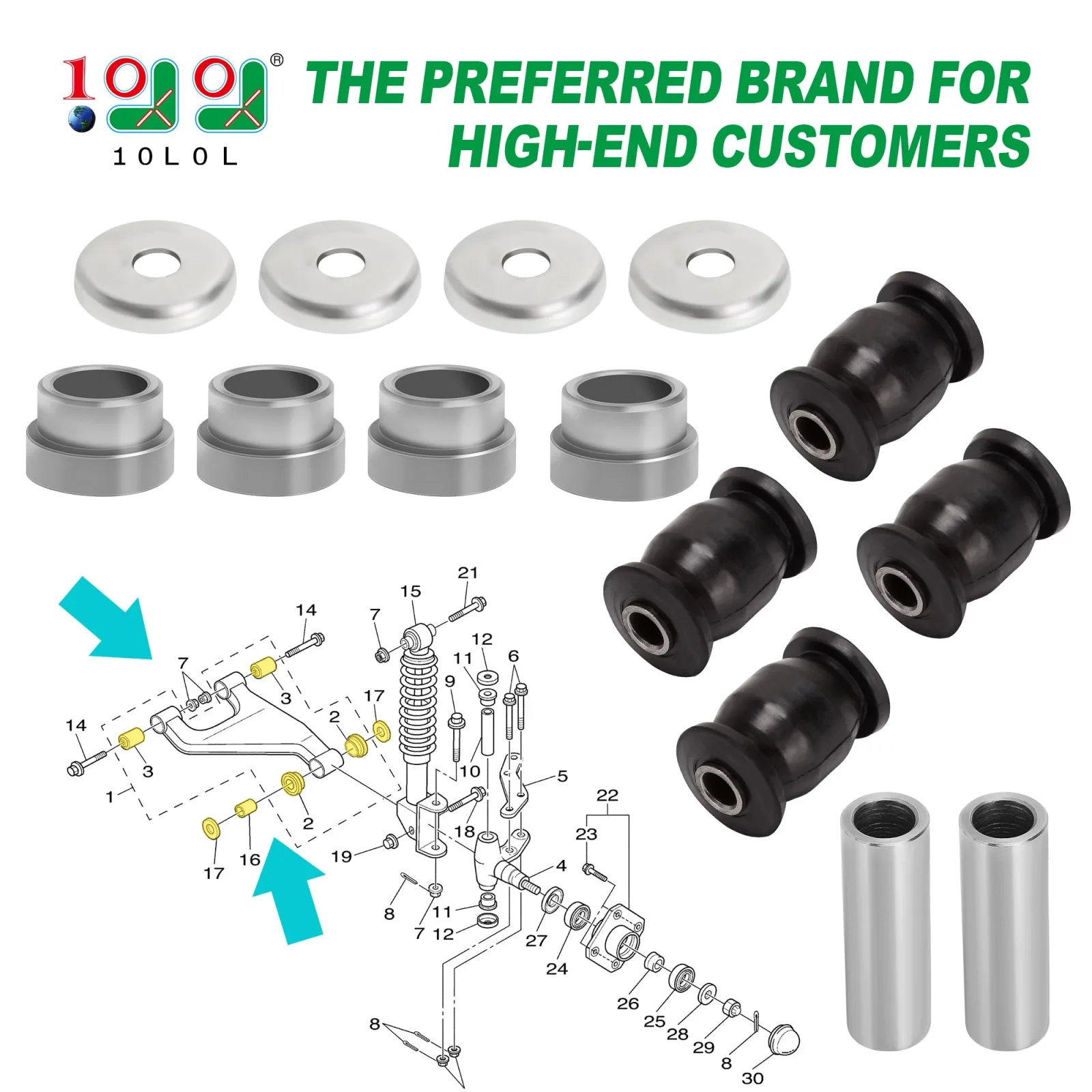 10L0L Yamaha G22/G29 Front Lower Arm Bushing Kit image 2