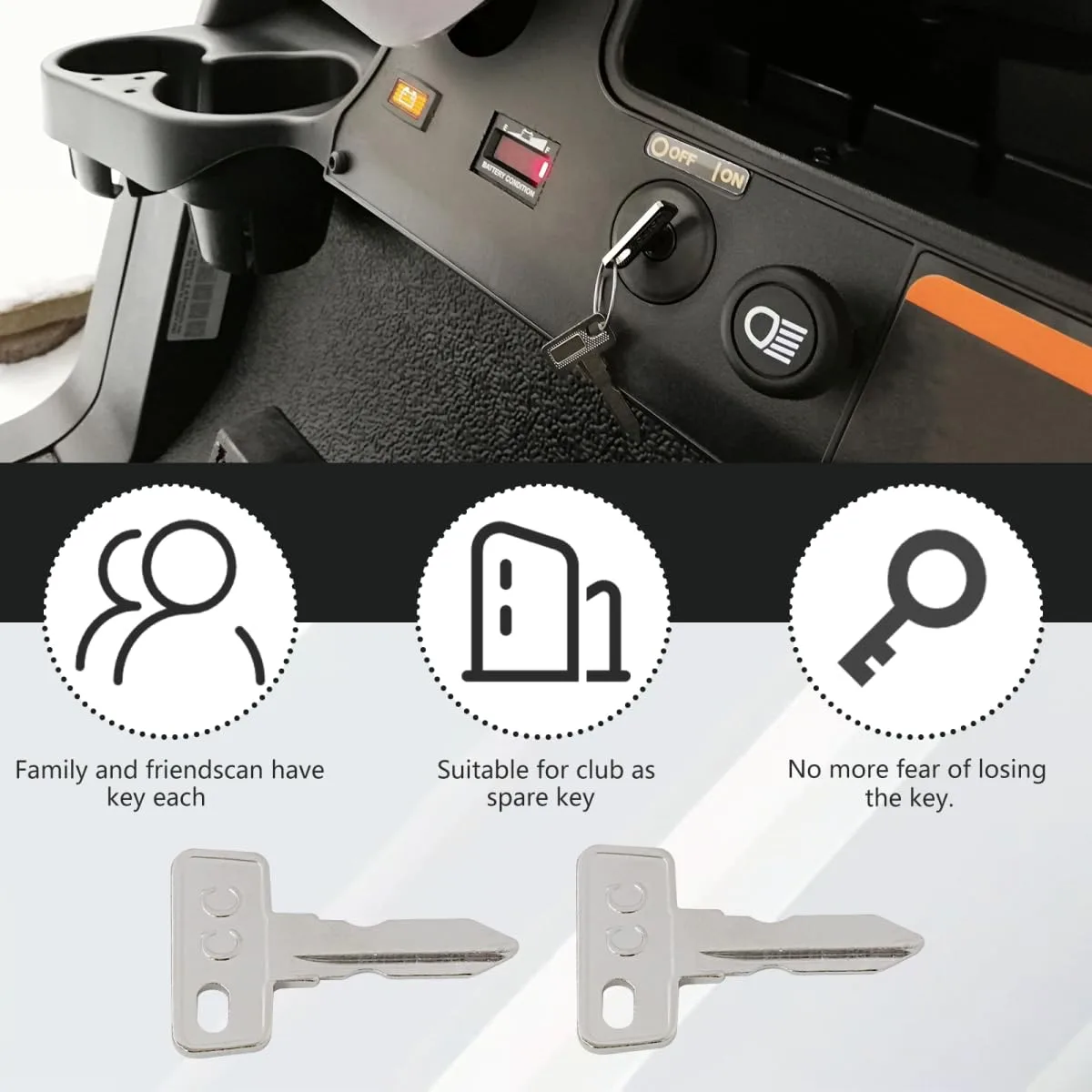 INGQI Ignition Keys for Club Car DS and Precedent INGF7376-3 image 3
