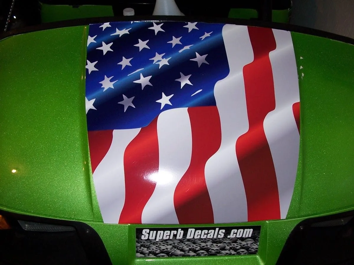 Generic 18" American Flag Hood Stripe Decal GO17 — Fits E-Z-GO, Club Car, Yamaha image 2