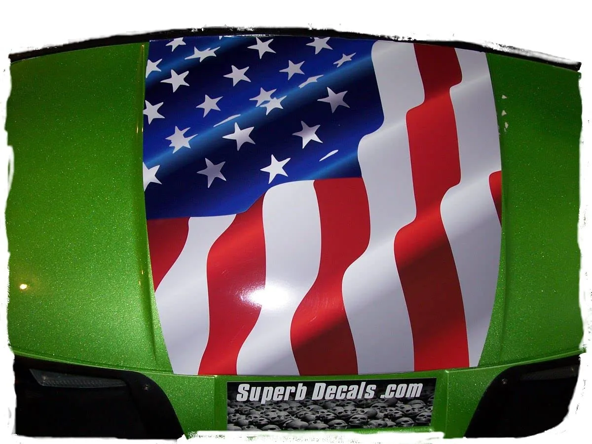 Generic 18" American Flag Hood Stripe Decal GO17 — Fits E-Z-GO, Club Car, Yamaha