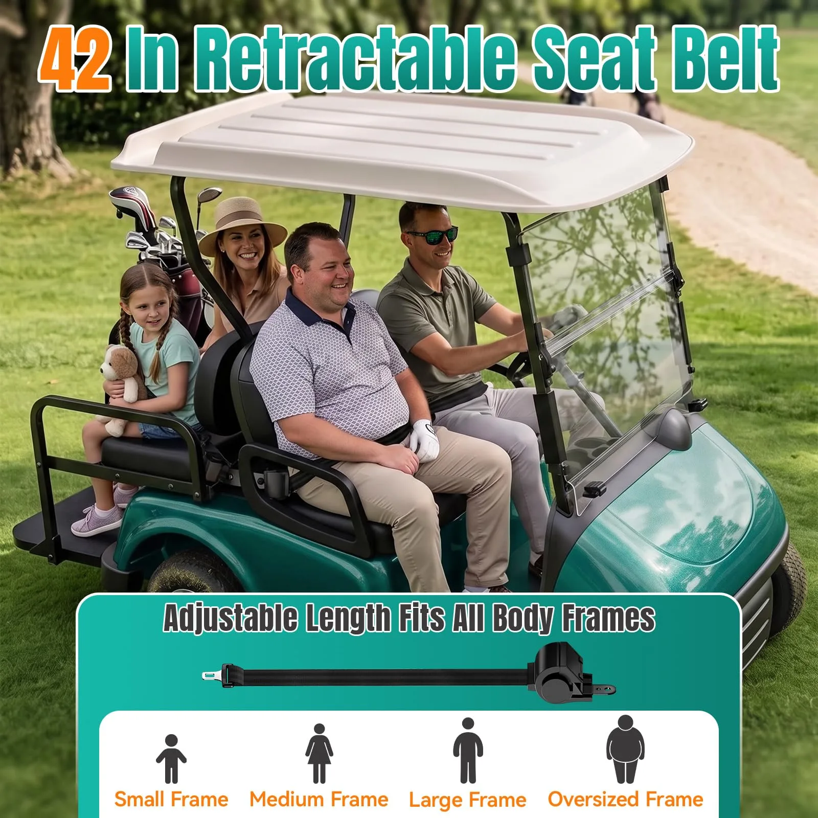 GOPRMACE Retractable Golf Cart Seat Belt Kit, 4-Piece image 2