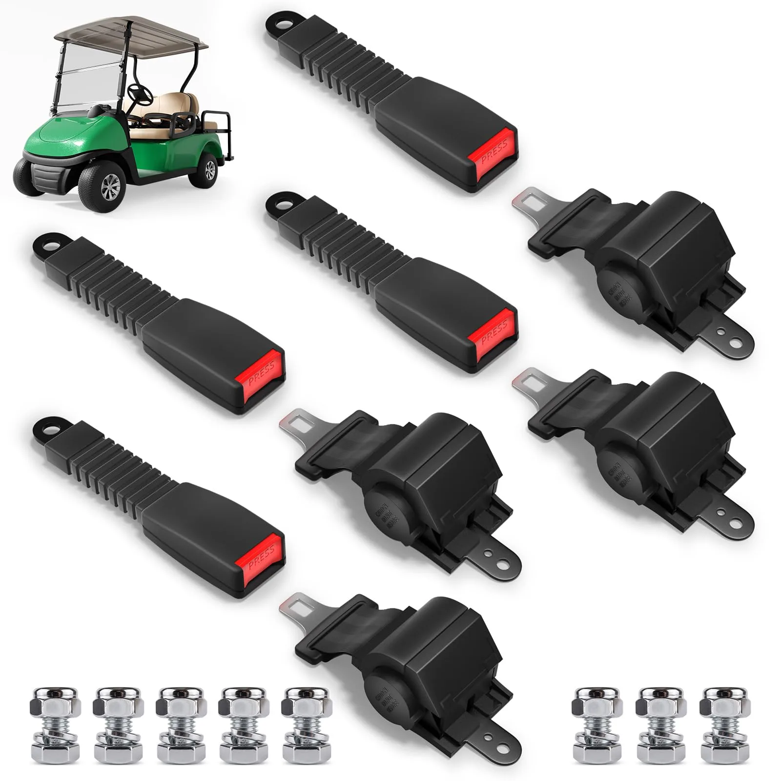 GOPRMACE Retractable Golf Cart Seat Belt Kit, 4-Piece