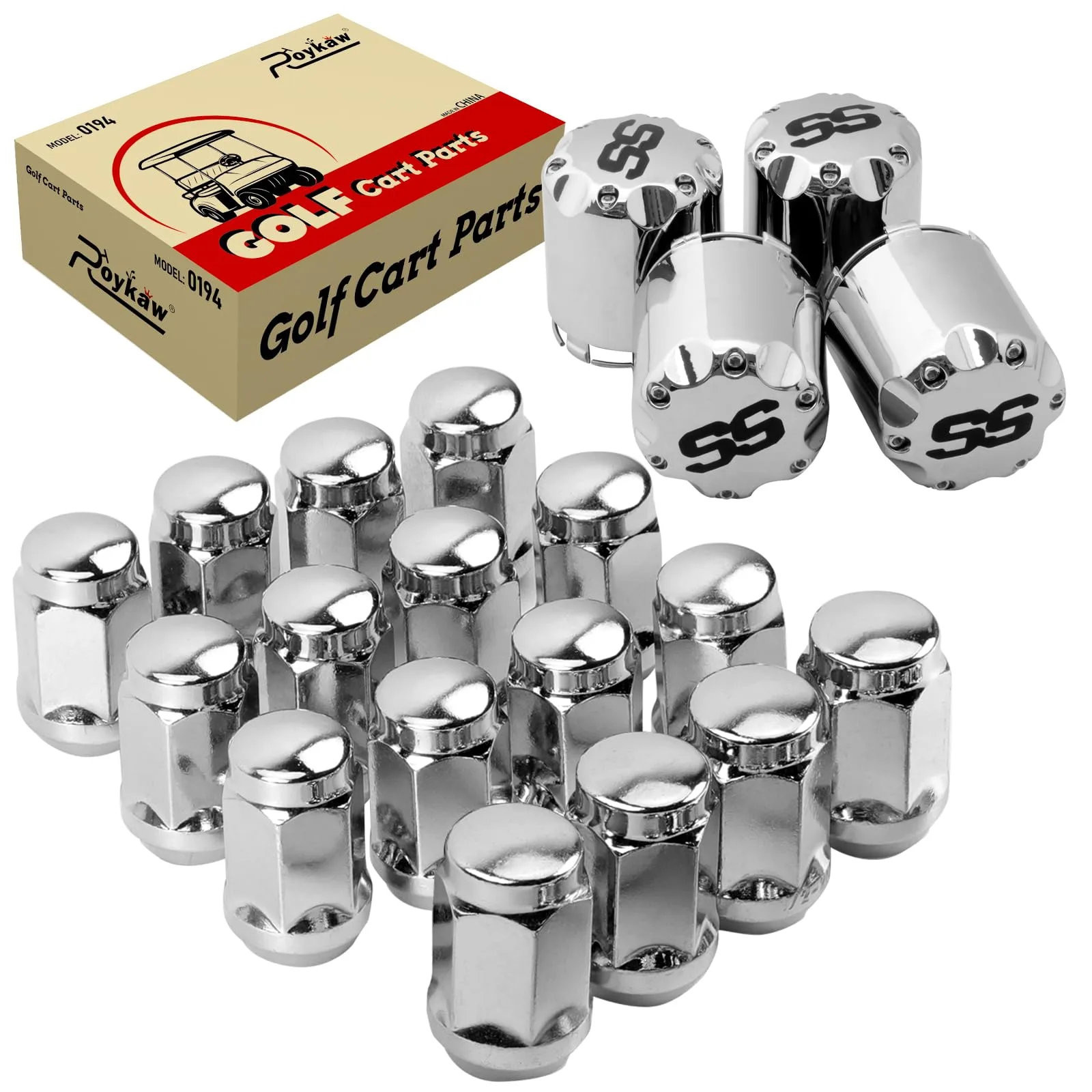 Roykaw G-0231 Golf Cart Hub Caps and Lug Nuts
