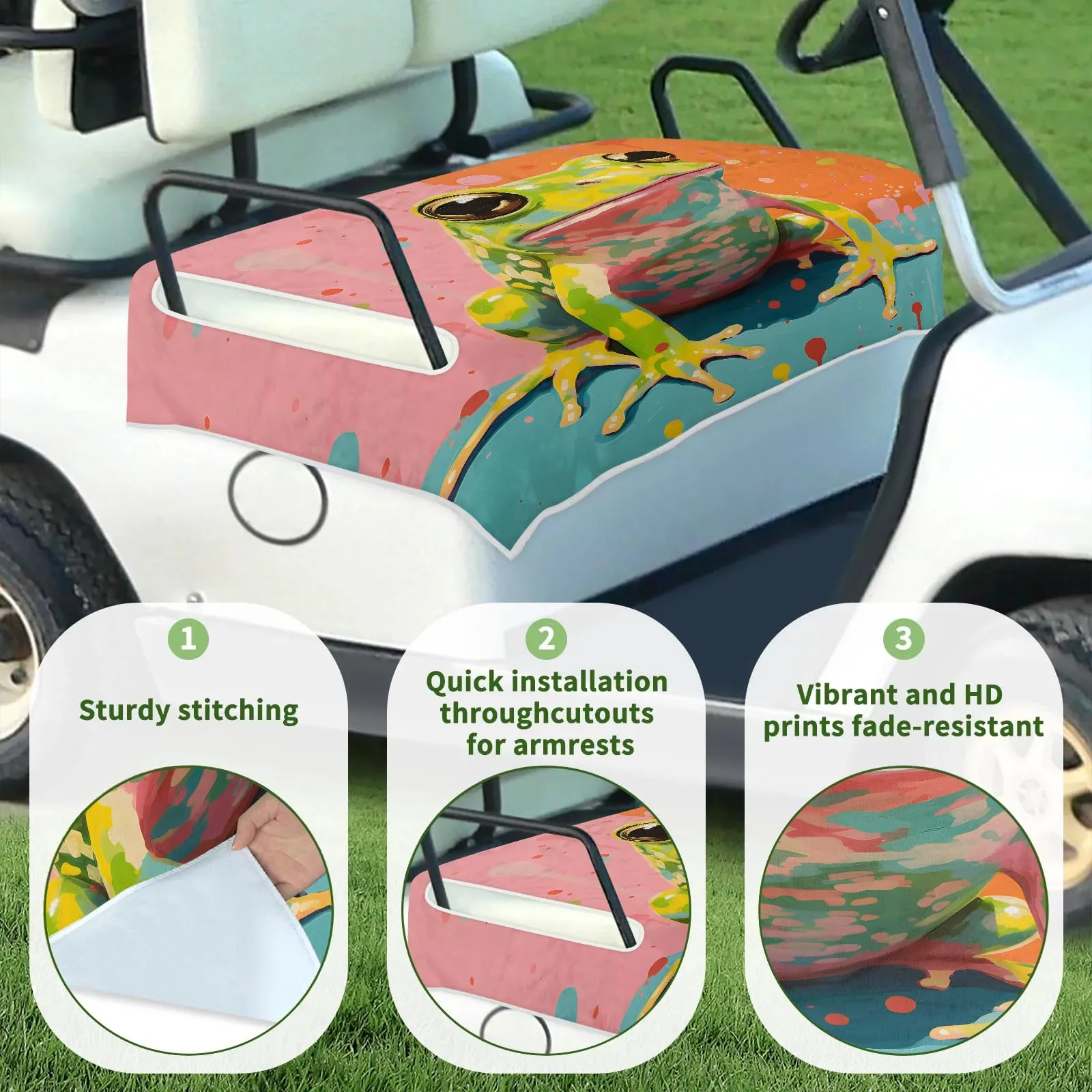 Tiveruda Golf Cart Seat Cover for Double Seats image 3