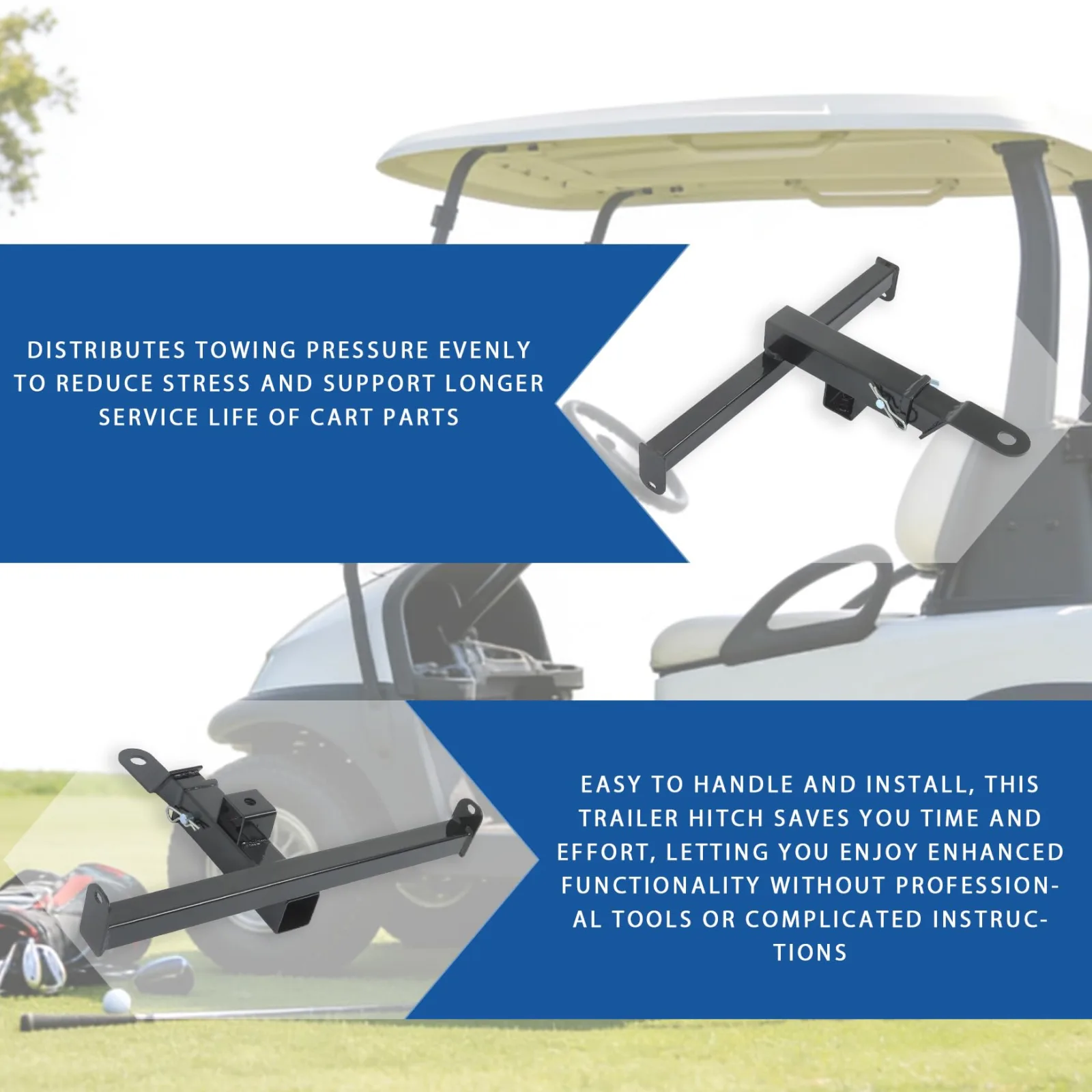 Silscvtt Trailer Hitch for EZGO RXV Golf Cart, 2008+ image 3