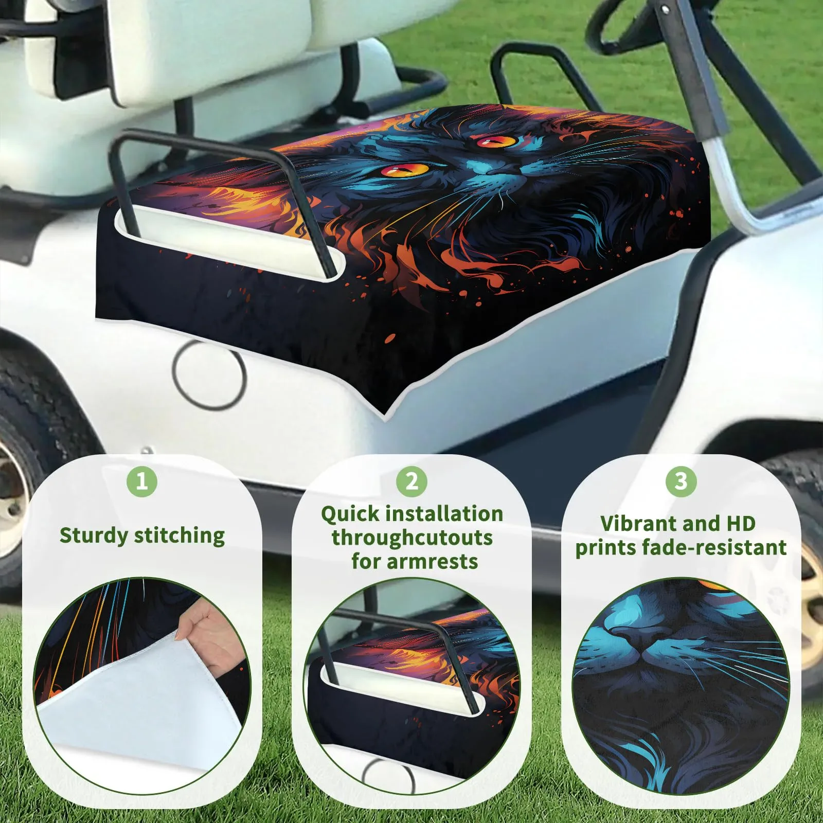 Tiveruda Golf Cart Seat Cover for Double Seats image 3