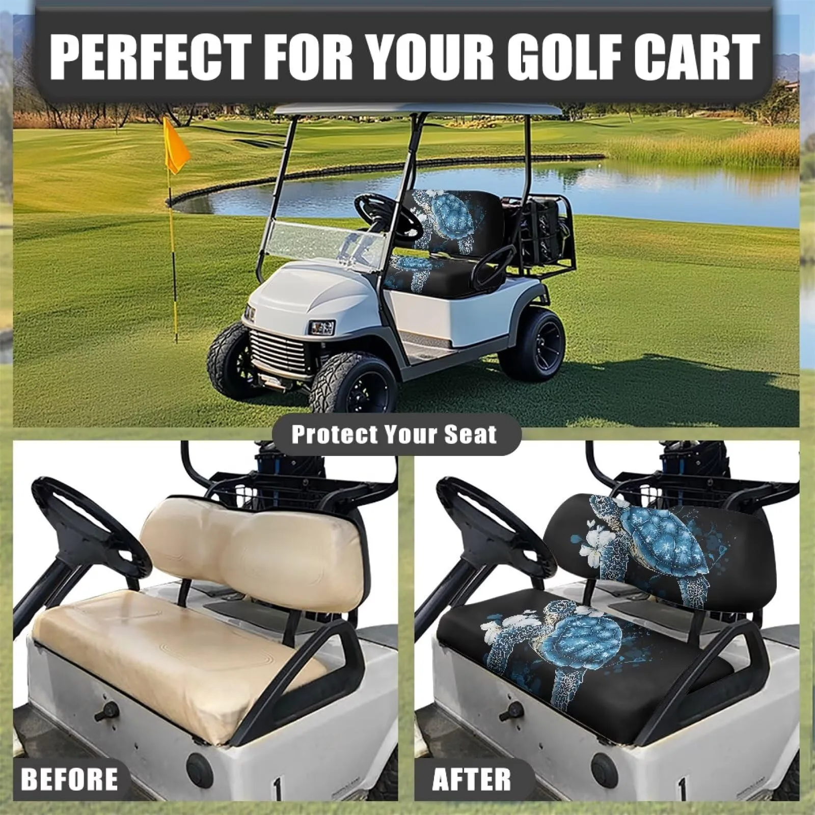Tomeusey Split Golf Cart Seat Covers for Club Car image 4