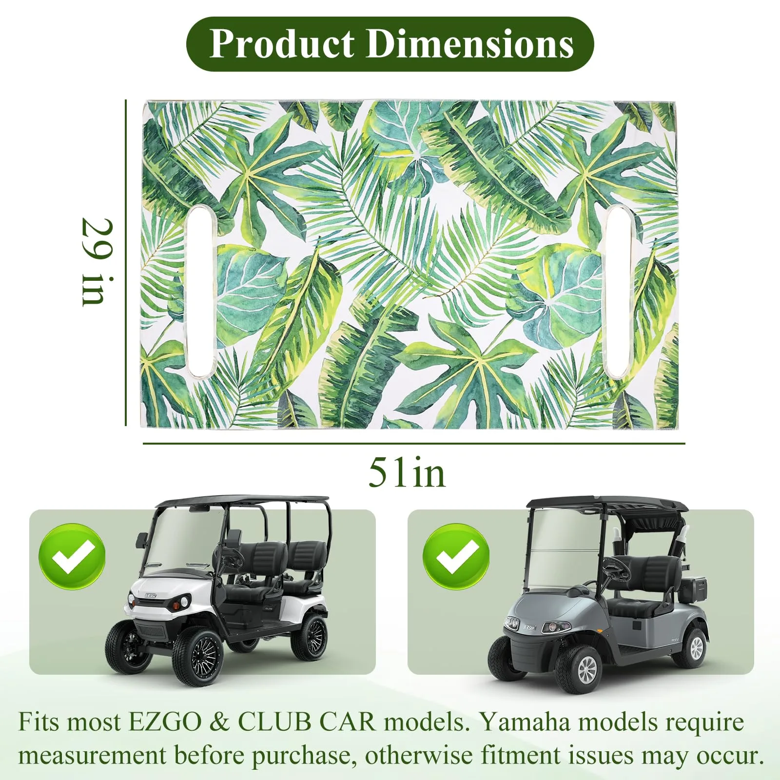 SEJGGKQ Golf Cart Seat Cover Blanket 52" x 31" (Green Pattern) image 2