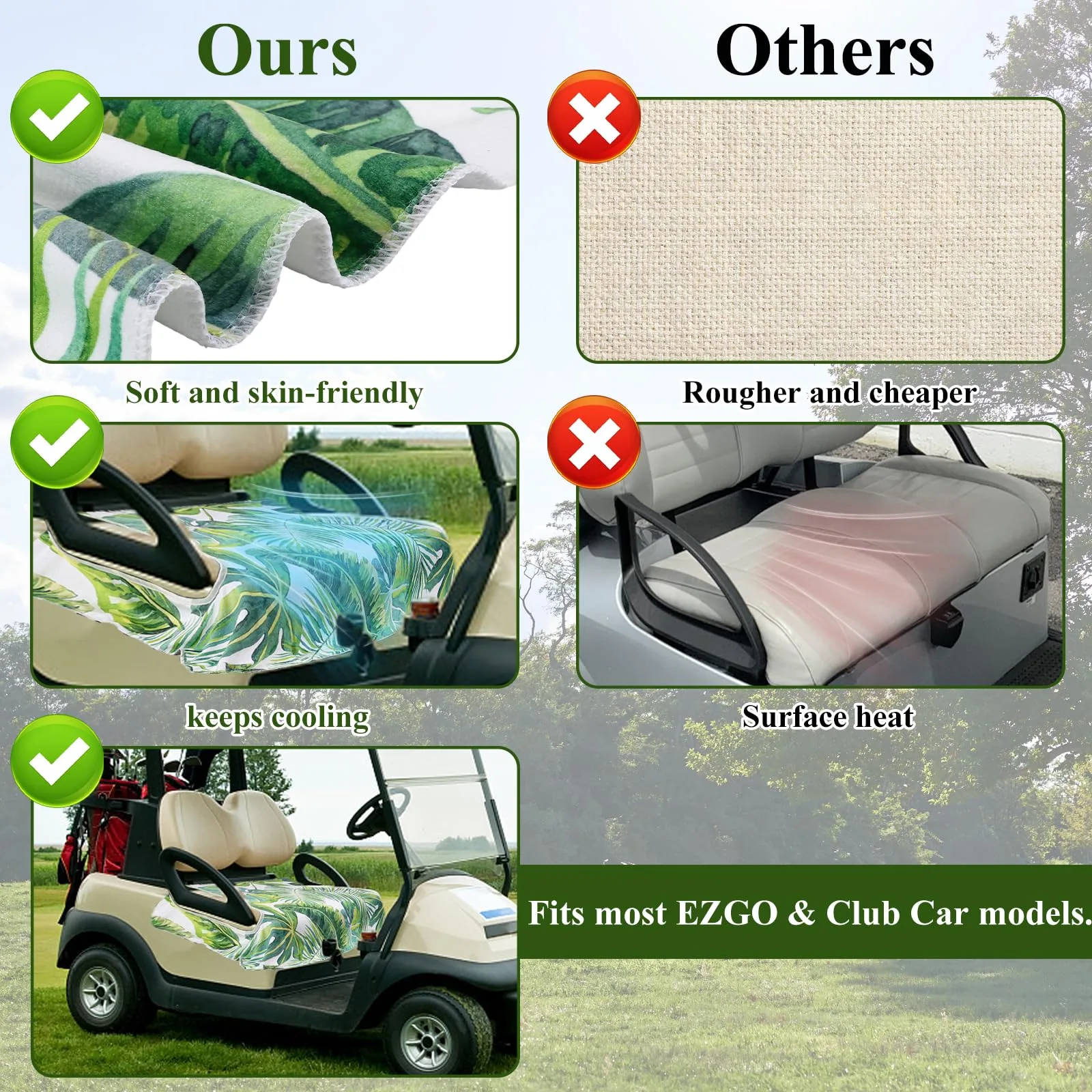 SEJGGKQ Golf Cart Seat Cover Blanket 52" x 31" (Green Pattern) image 4