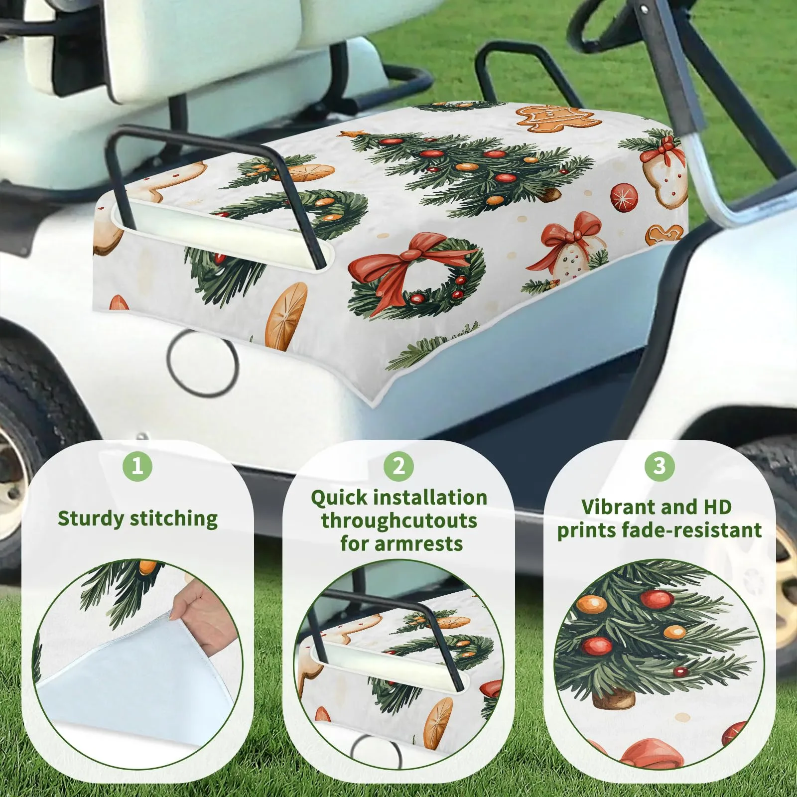 Tiveruda Gingerbread Golf Cart Seat Cover, 51 x 31 in image 3