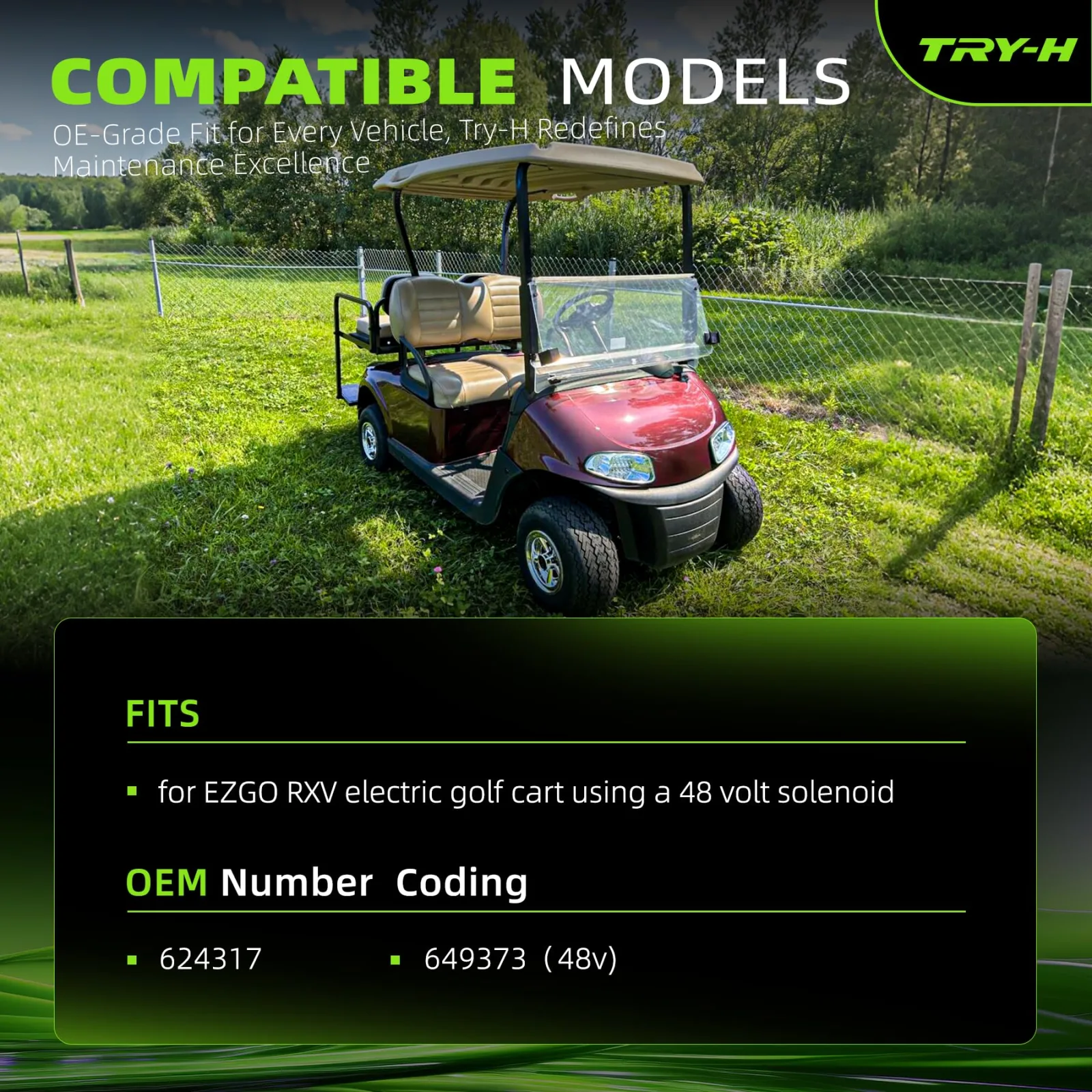 Try-H 624317 Solenoid for E-Z-GO RXV 48V Golf Cart image 2