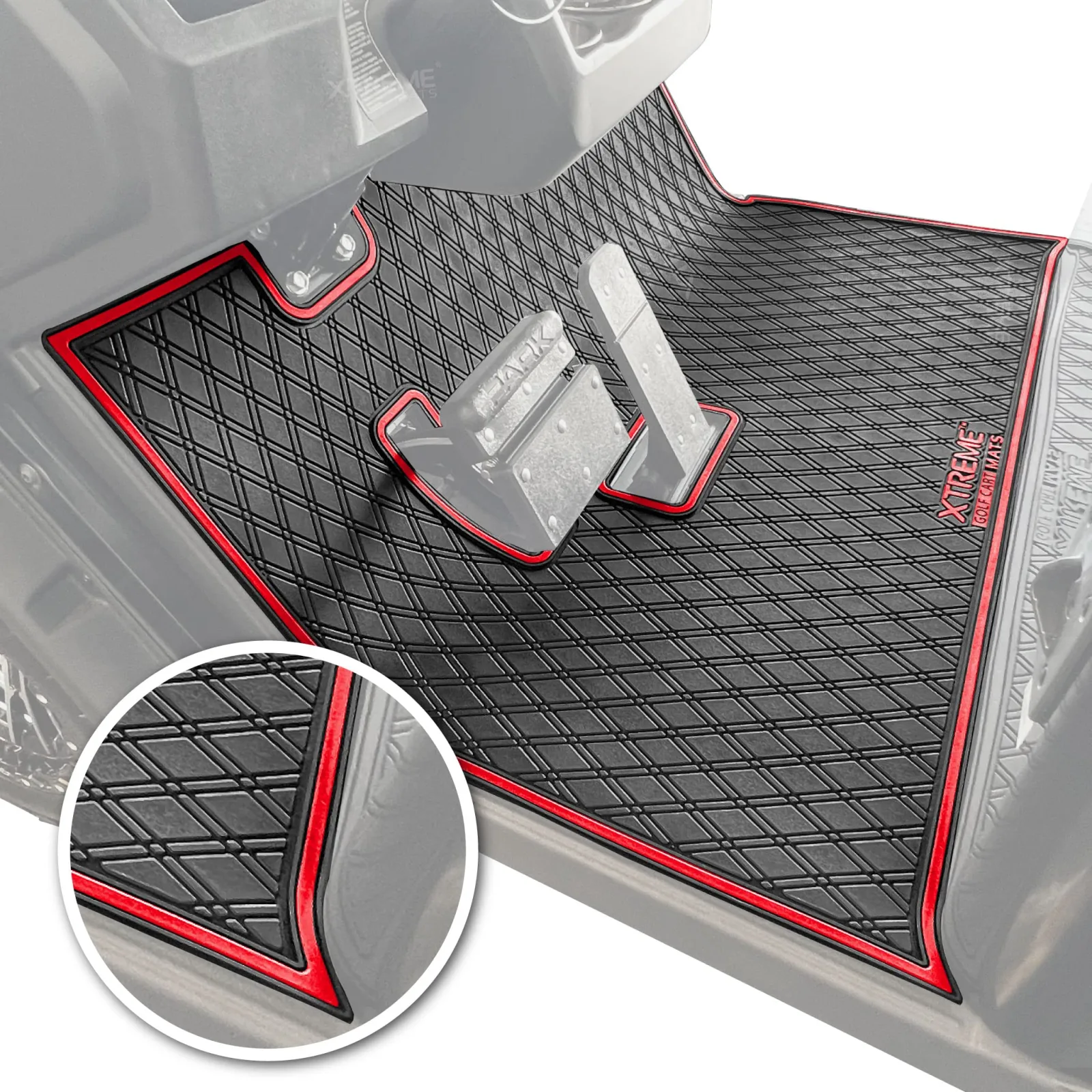 Xtreme Golf Cart Floor Mat Red Trim GCM67 for E-Z-GO S2/S4 & Cushman Hauler