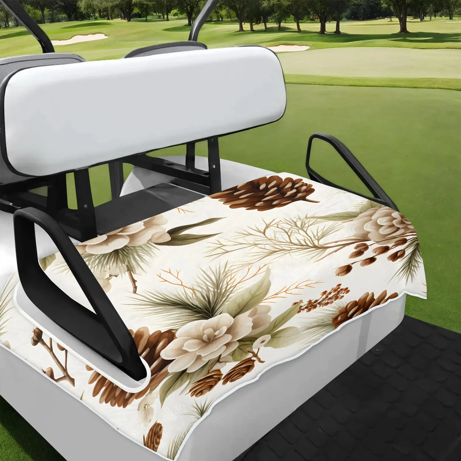 Tiveruda Christmas Floral Pine 51" x 31" Golf Cart Seat Cover