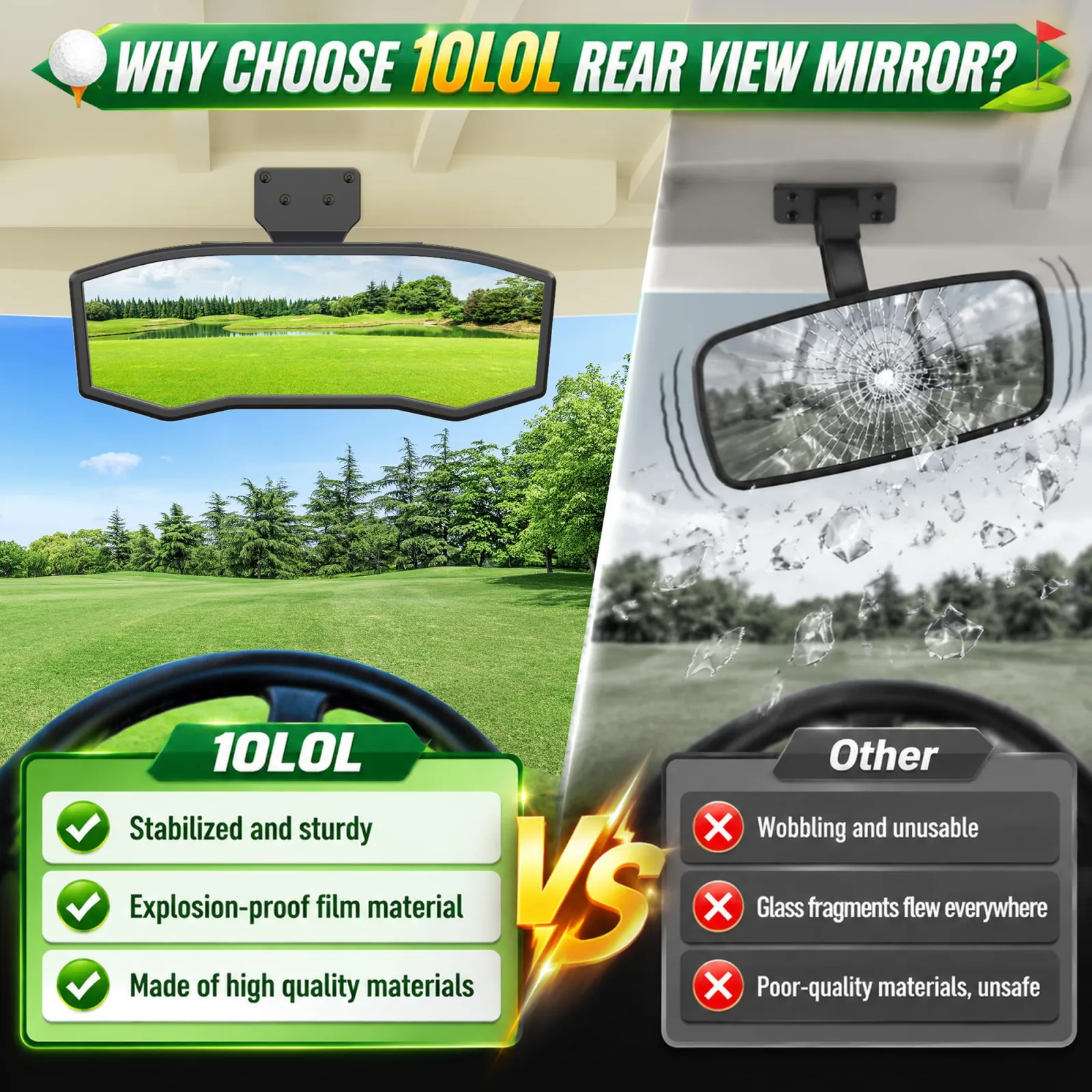 10L0L ACC-SY-H Golf Cart Rear View Mirror image 3