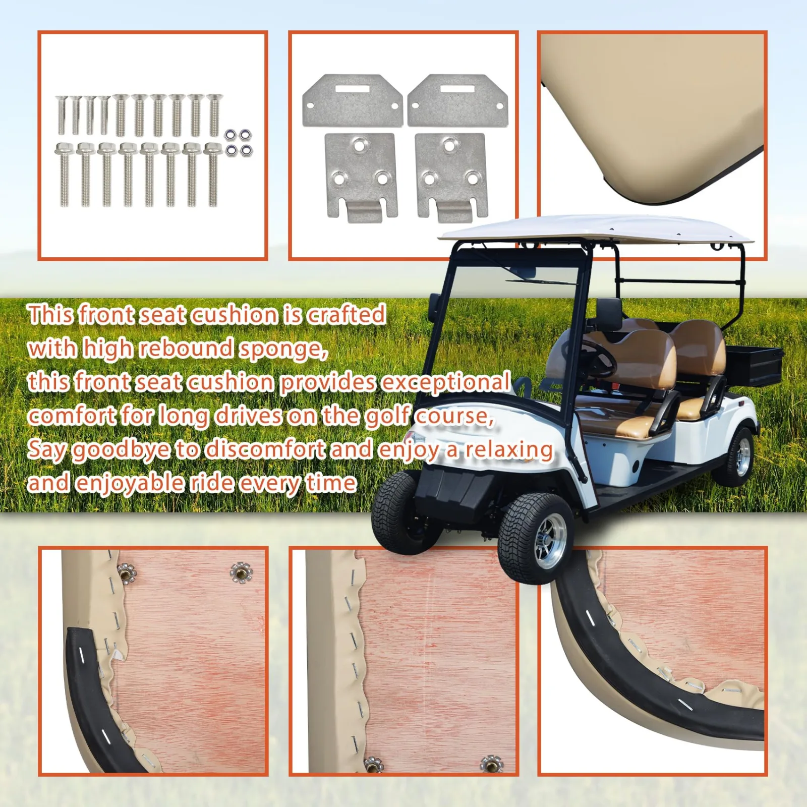 labwork Brown Front Seat Cushion for E-Z-GO Medalist/TXT image 4