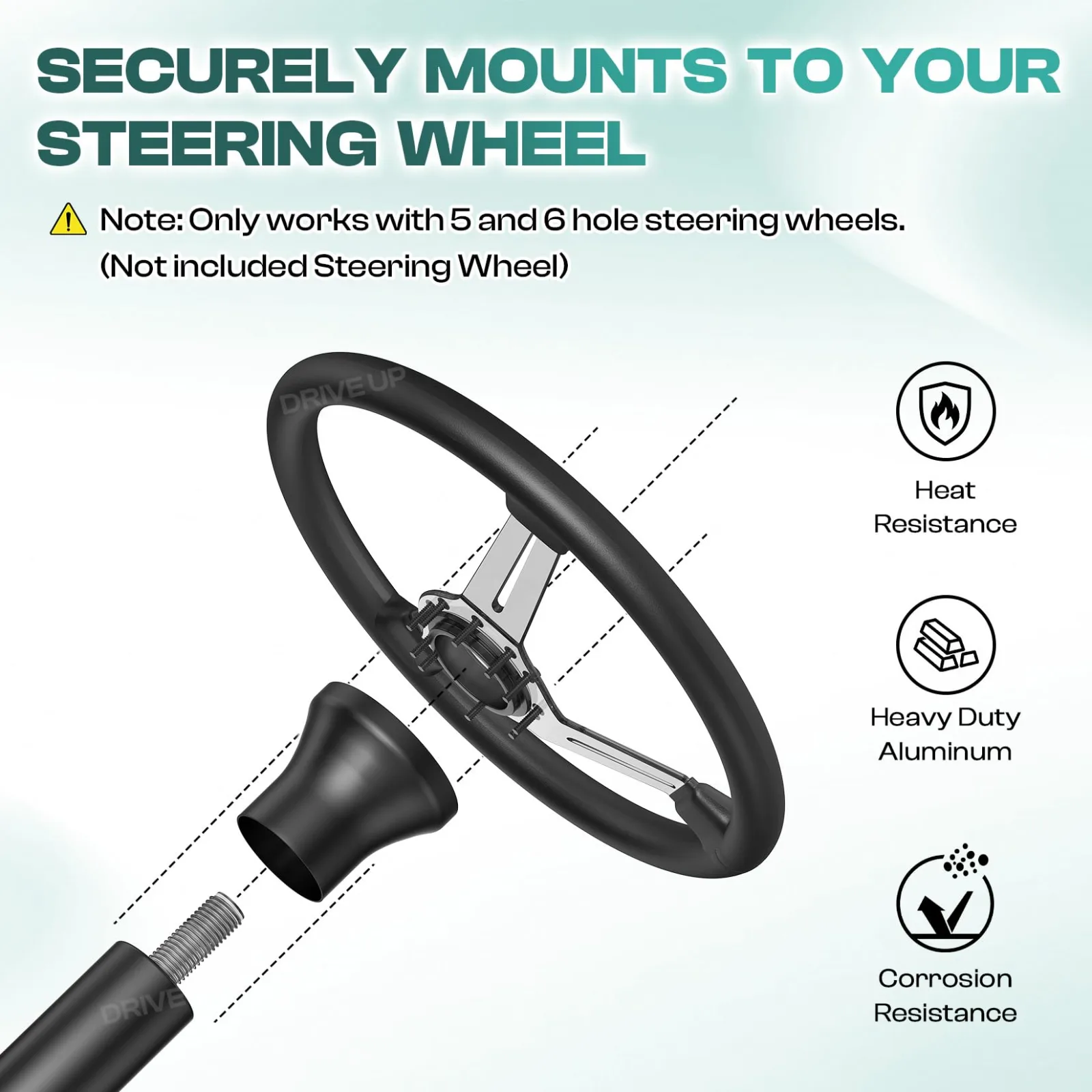 DRIVE UP 34-Spline Steering Wheel Adapter for Club Car DS (5/6-Hole) image 3