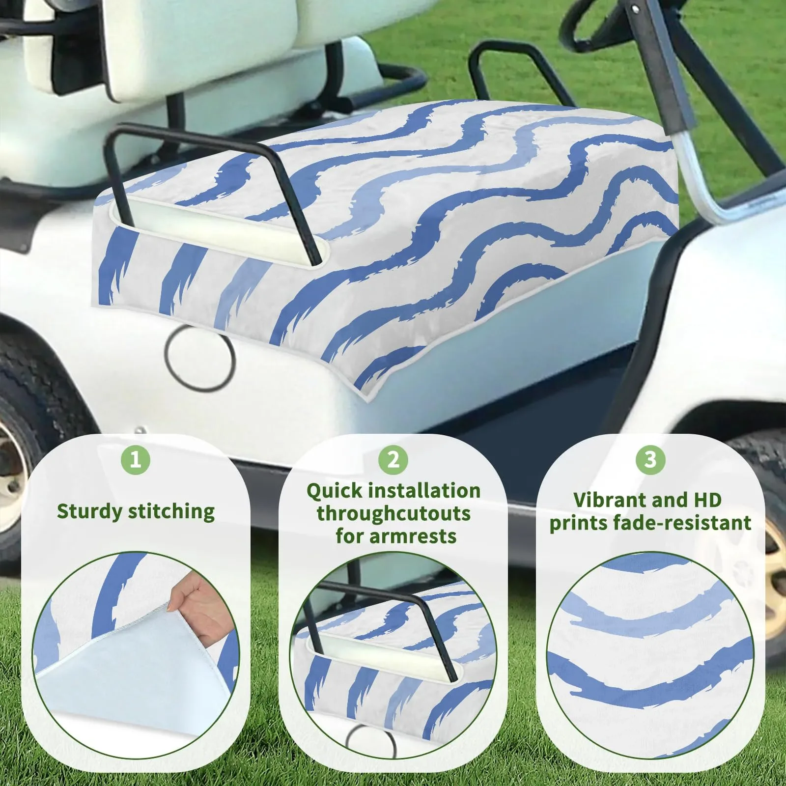 Tiveruda Golf Cart Seat Cover for Double Seats image 3