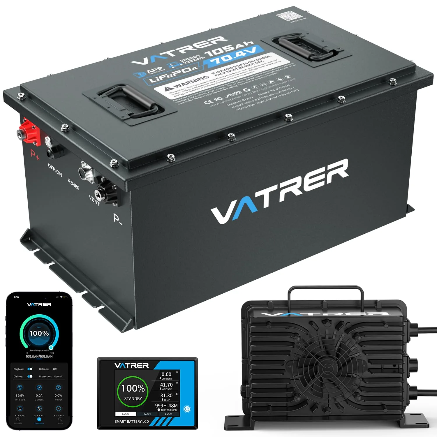 VATRER POWER 70.4V 105Ah Golf Cart Lithium Battery