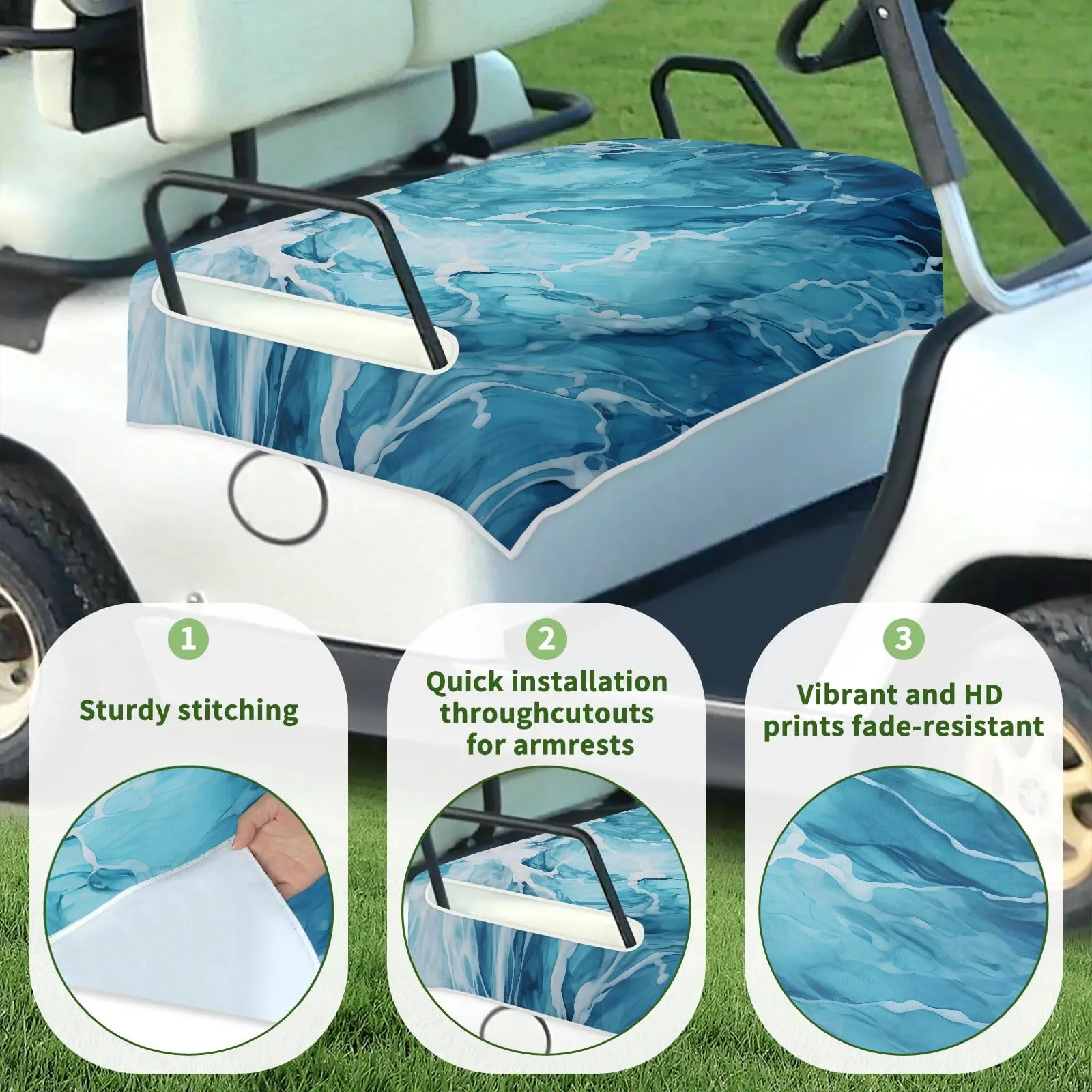 Tiveruda Ocean Wave Golf Cart Seat Cover, 51 x 31 in image 3